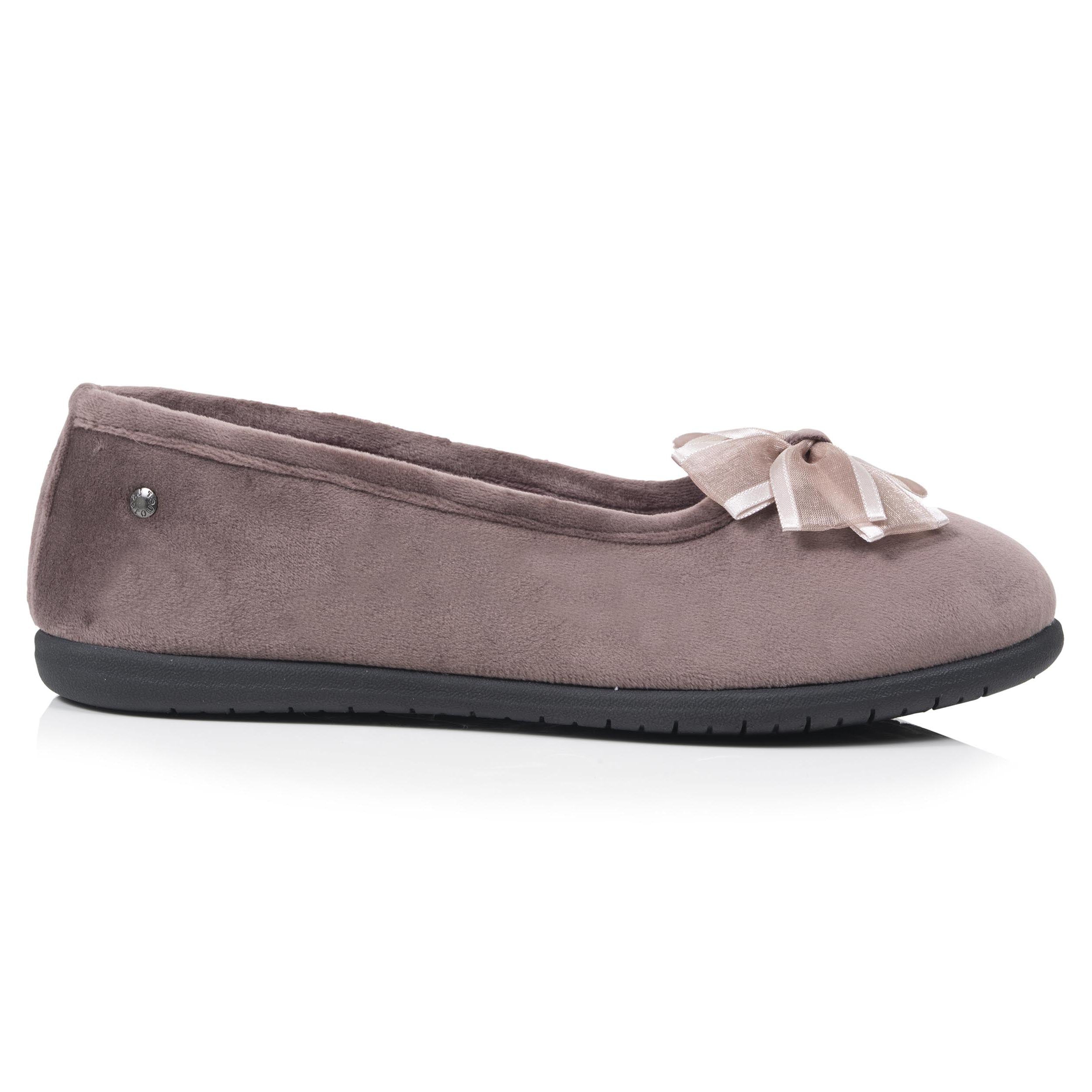 isotoner-chaussons-ballerines-femme-taupe-tulle-microvelours-everywear image 8