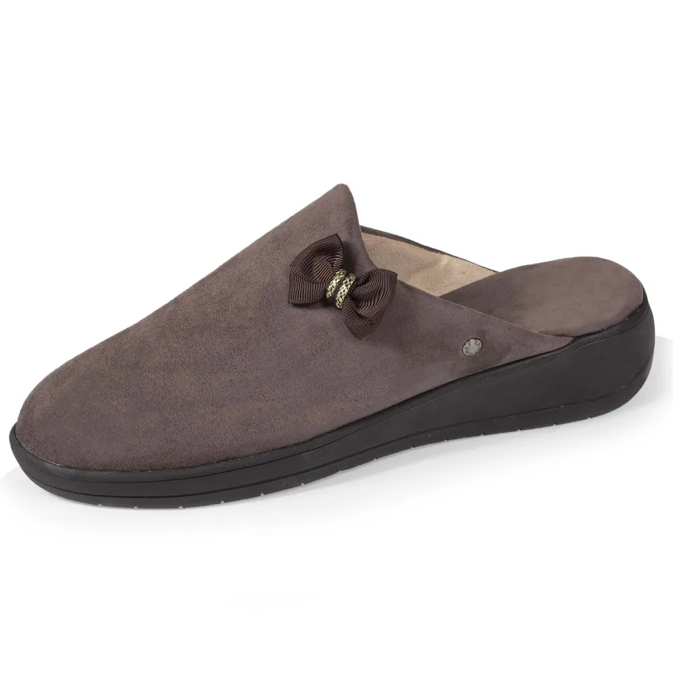 isotoner-chaussons-mules-femme-talon-n-ud-taupe-everywear image 1