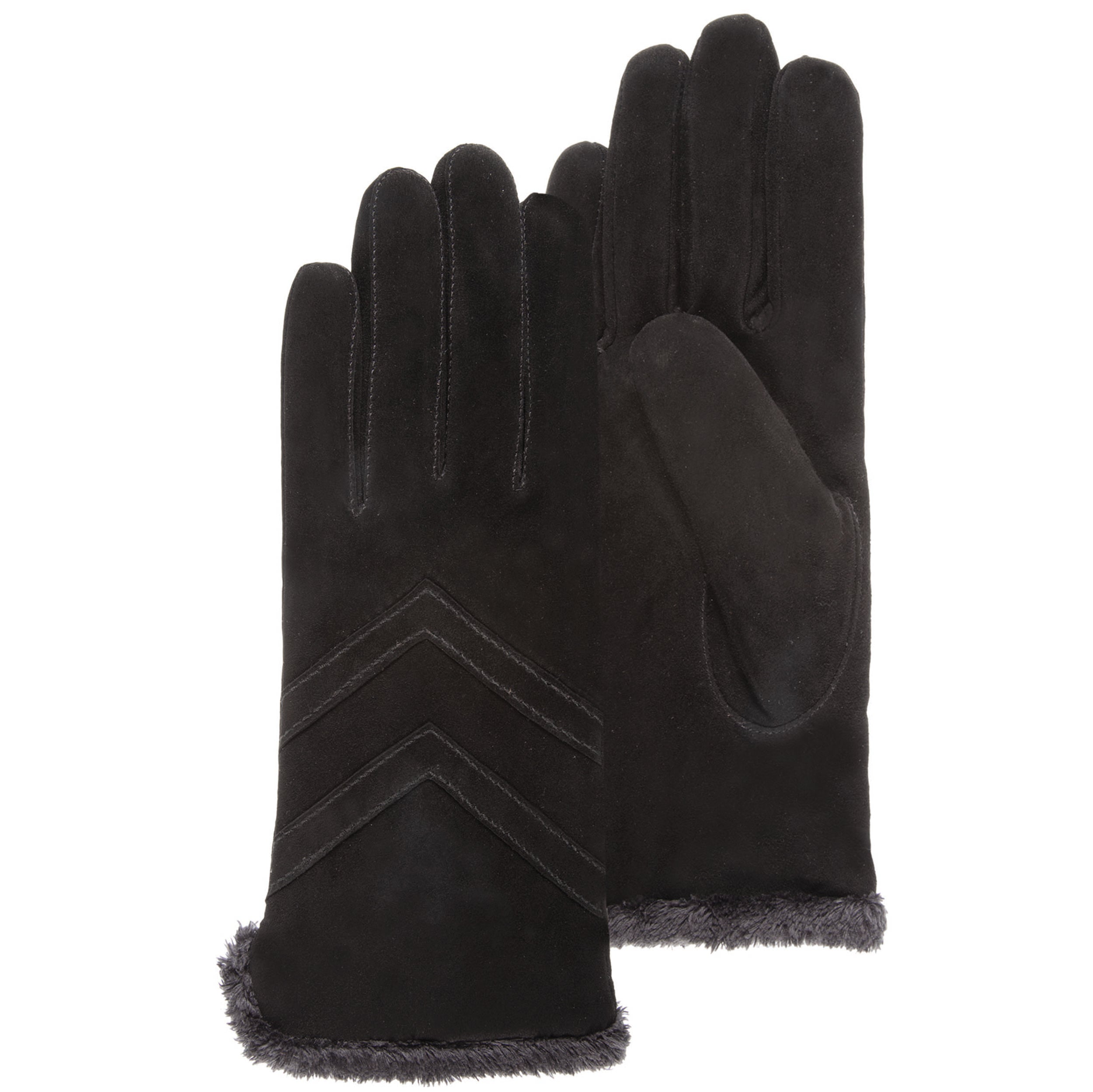 isotoner-gants-femme-tactiles-cuir-velours-noir-smartouch image 1