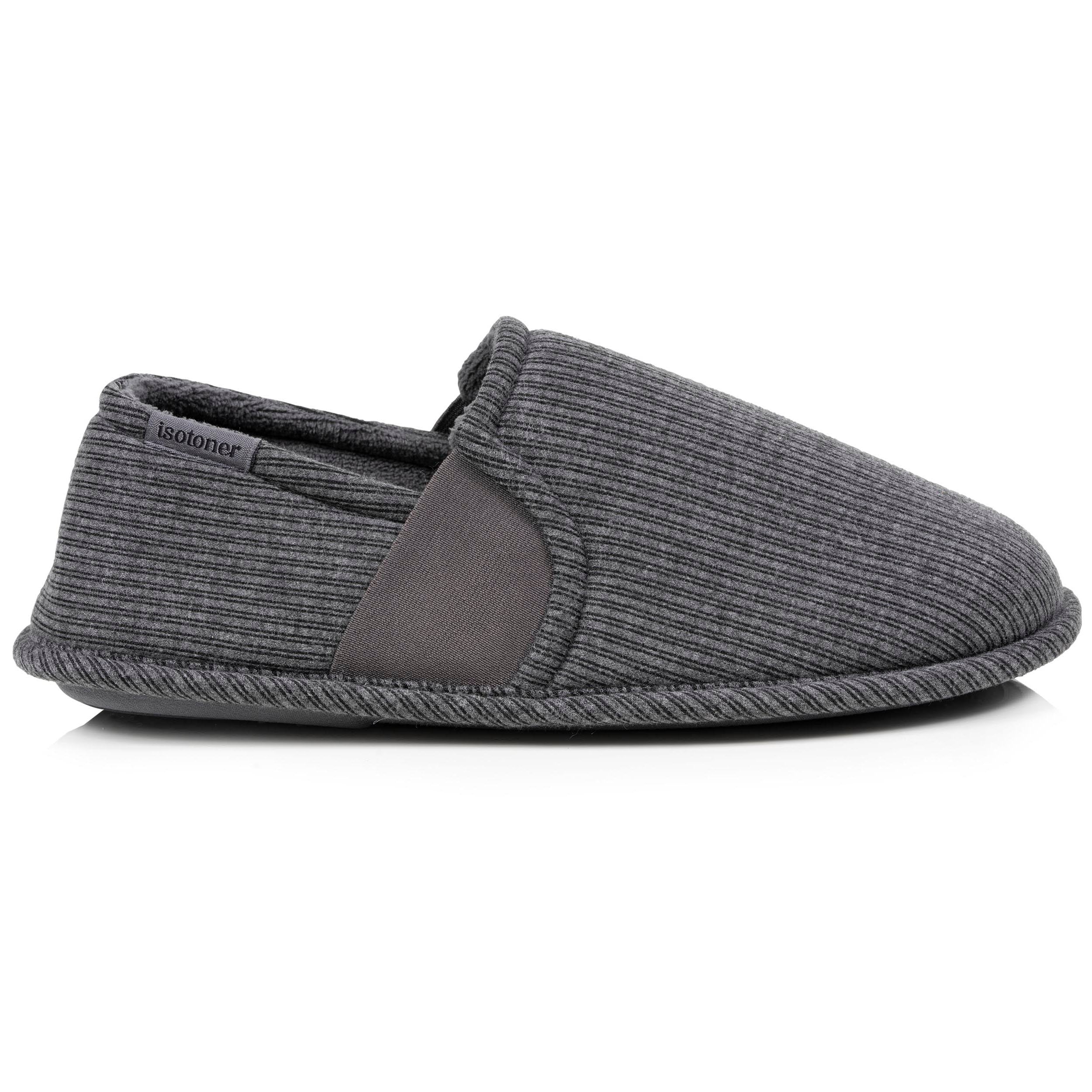 isotoner-chaussons-sans-g-nes-homme-rayure-gris image 8