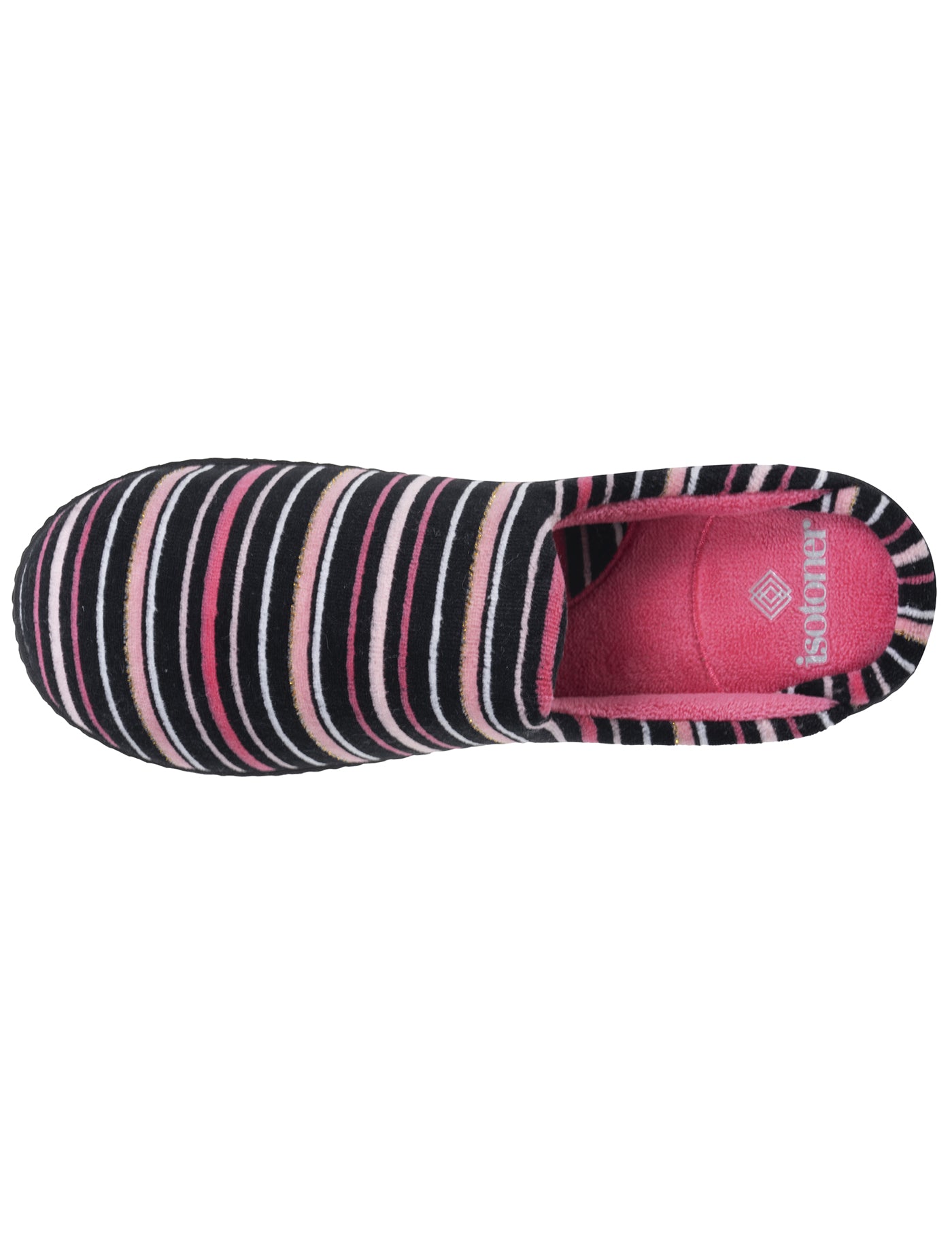 isotoner-chaussons-mules-femme-rayures-roses image 7
