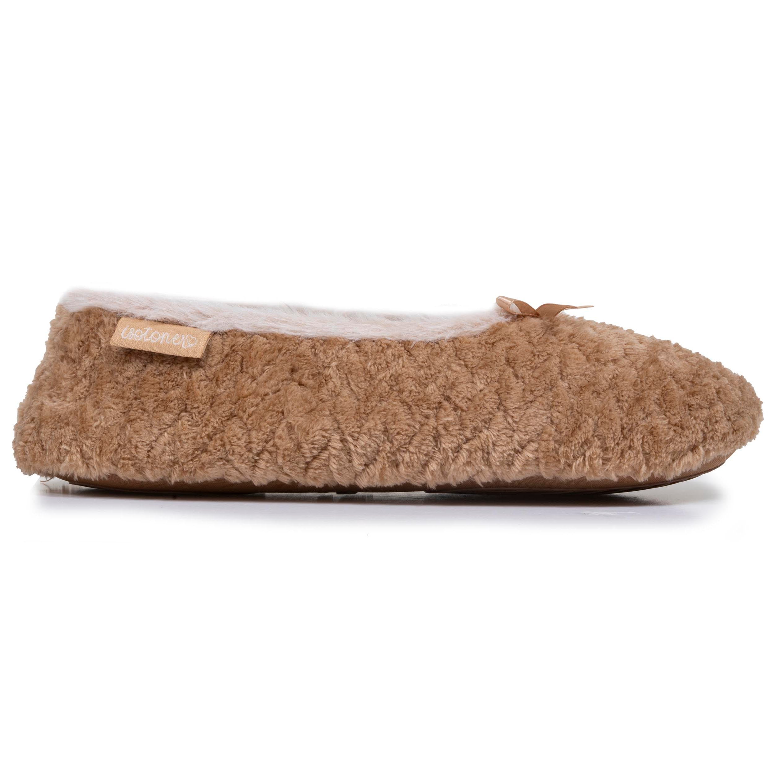 isotoner-chaussons-ballerines-textur-s-femme-camel image 8