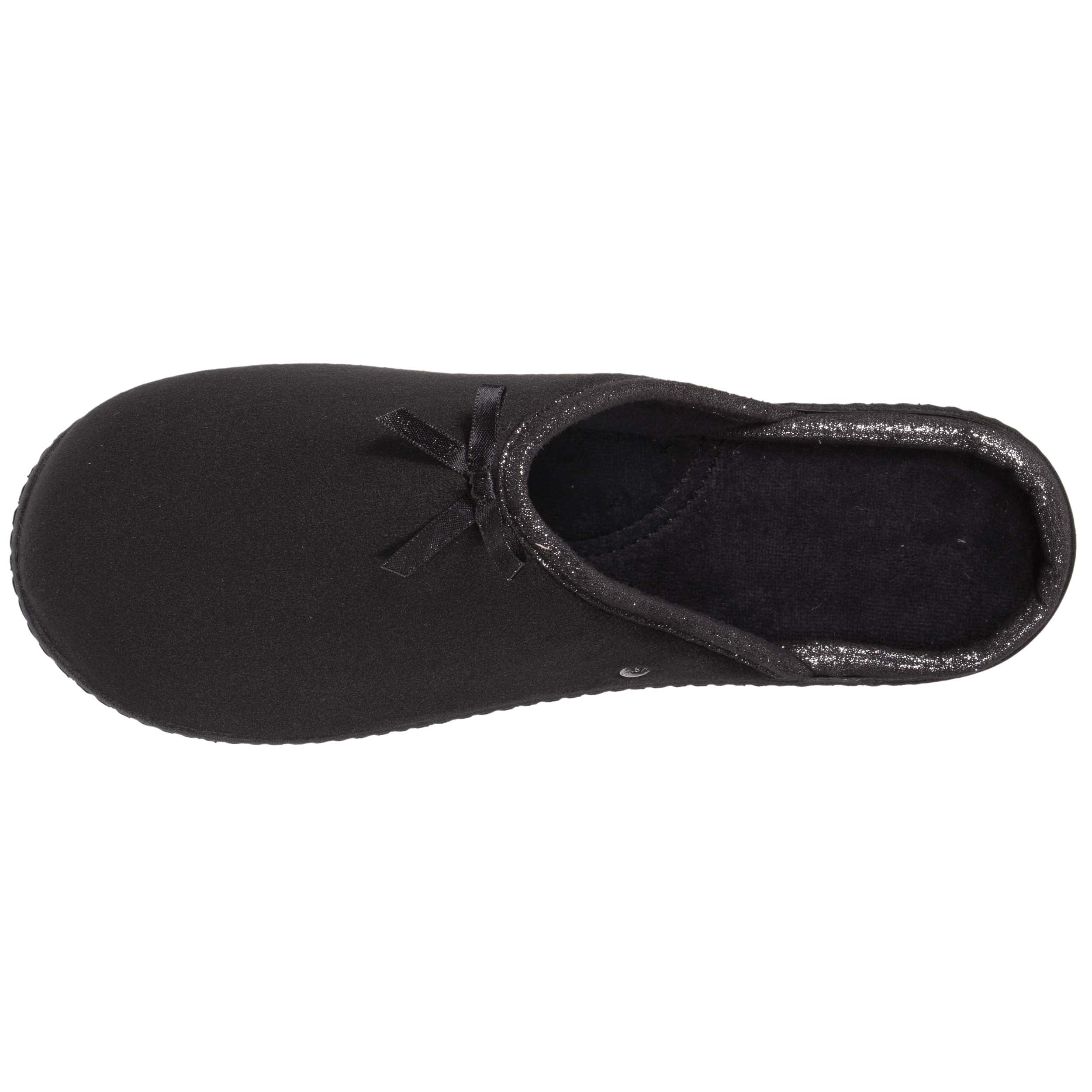 isotoner-chaussons-mules-femme-brillant-noir-microvelours-m-moire-de-forme image 2