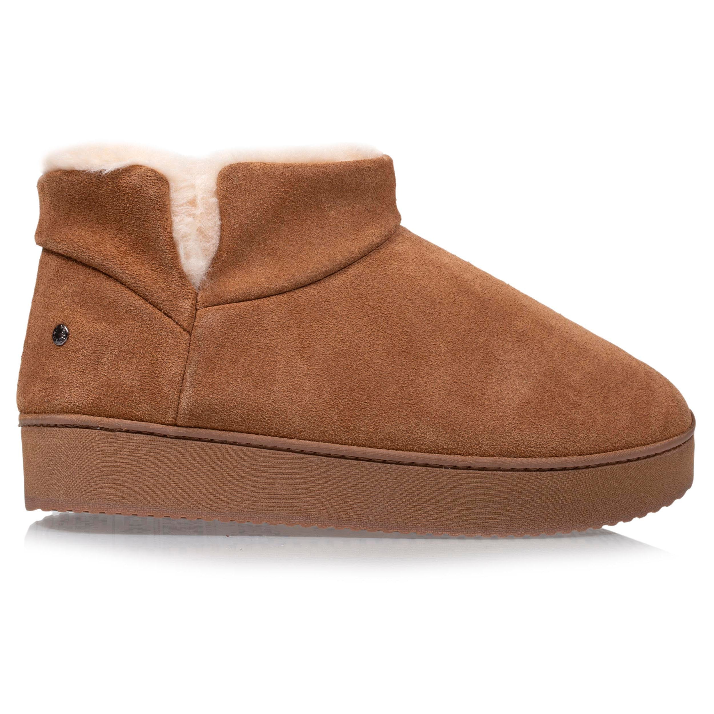 isotoner-chaussons-bottillons-cuir-femme-camel-semelle-plateforme image 8