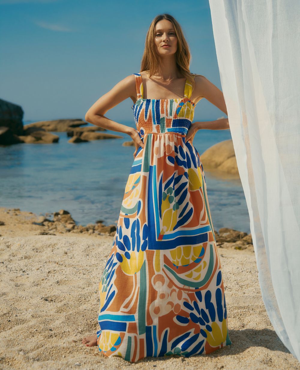 cache-c-ur-maxi-robe-smock-grossesse-et-allaitement-naiade-multico image 1