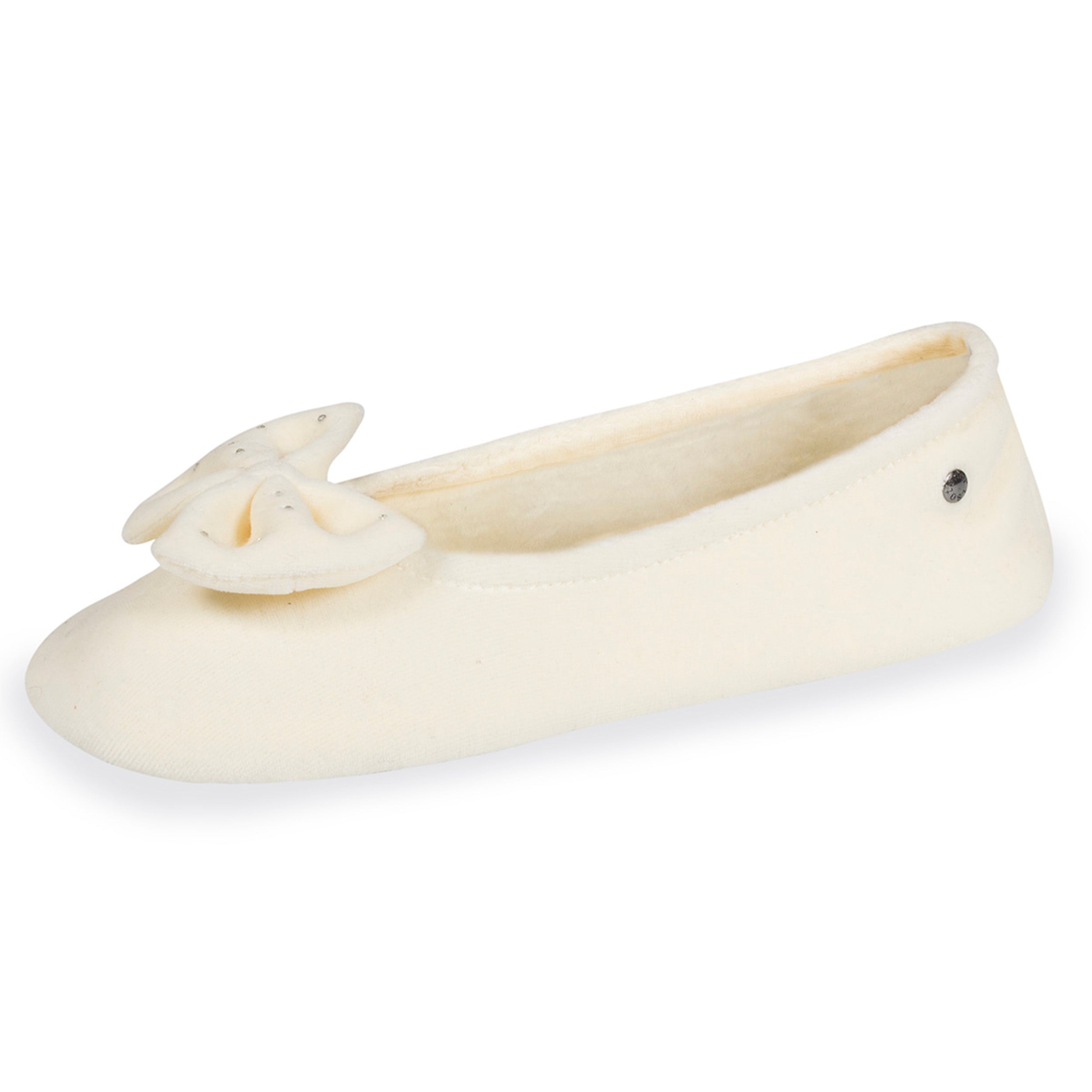 isotoner-chaussons-ballerines-femme-strass-ivoire image 1