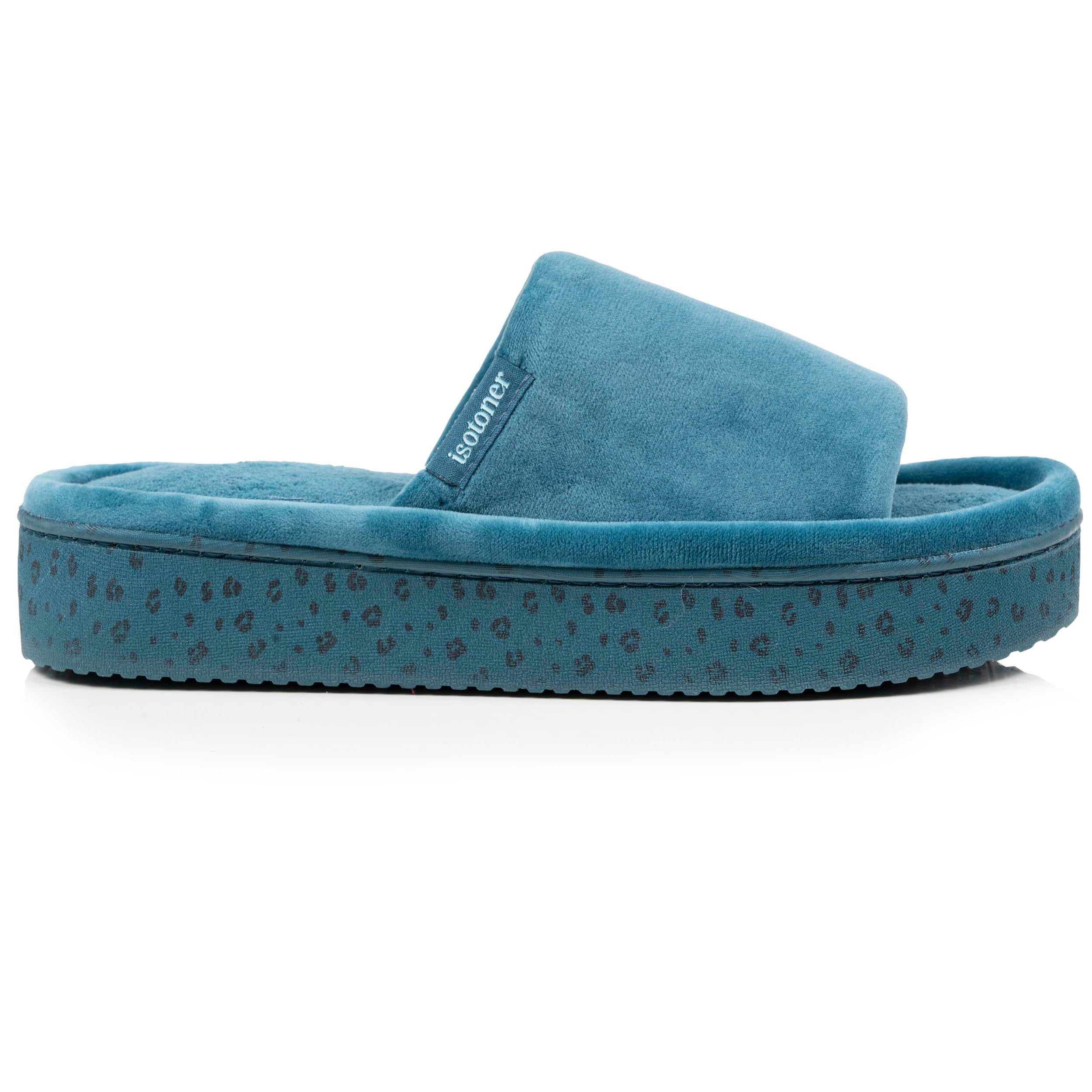isotoner-chaussons-sandales-plateforme-femme-bleu-canard-3-5-cm image 8