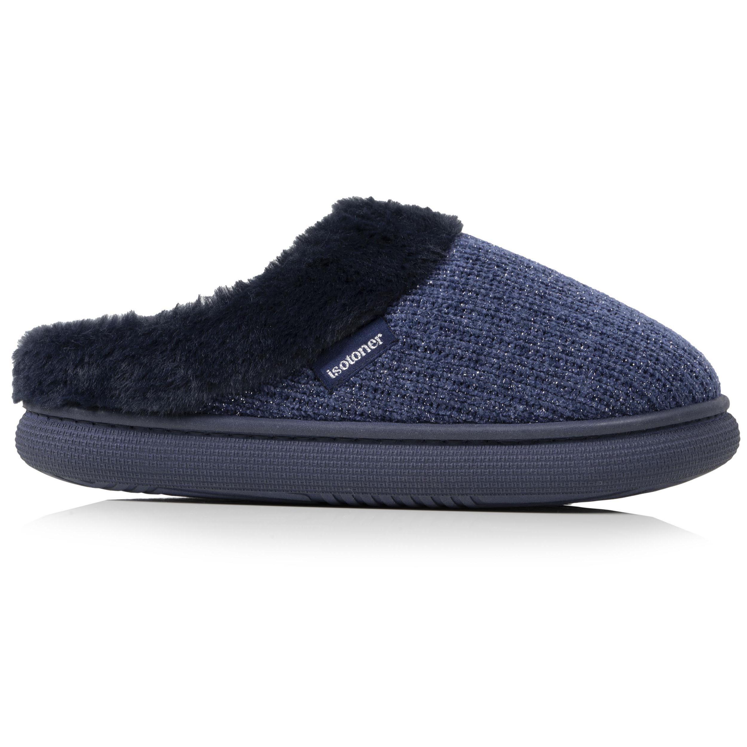 isotoner-chaussons-mules-femme-bloup-marine-lurex image 8