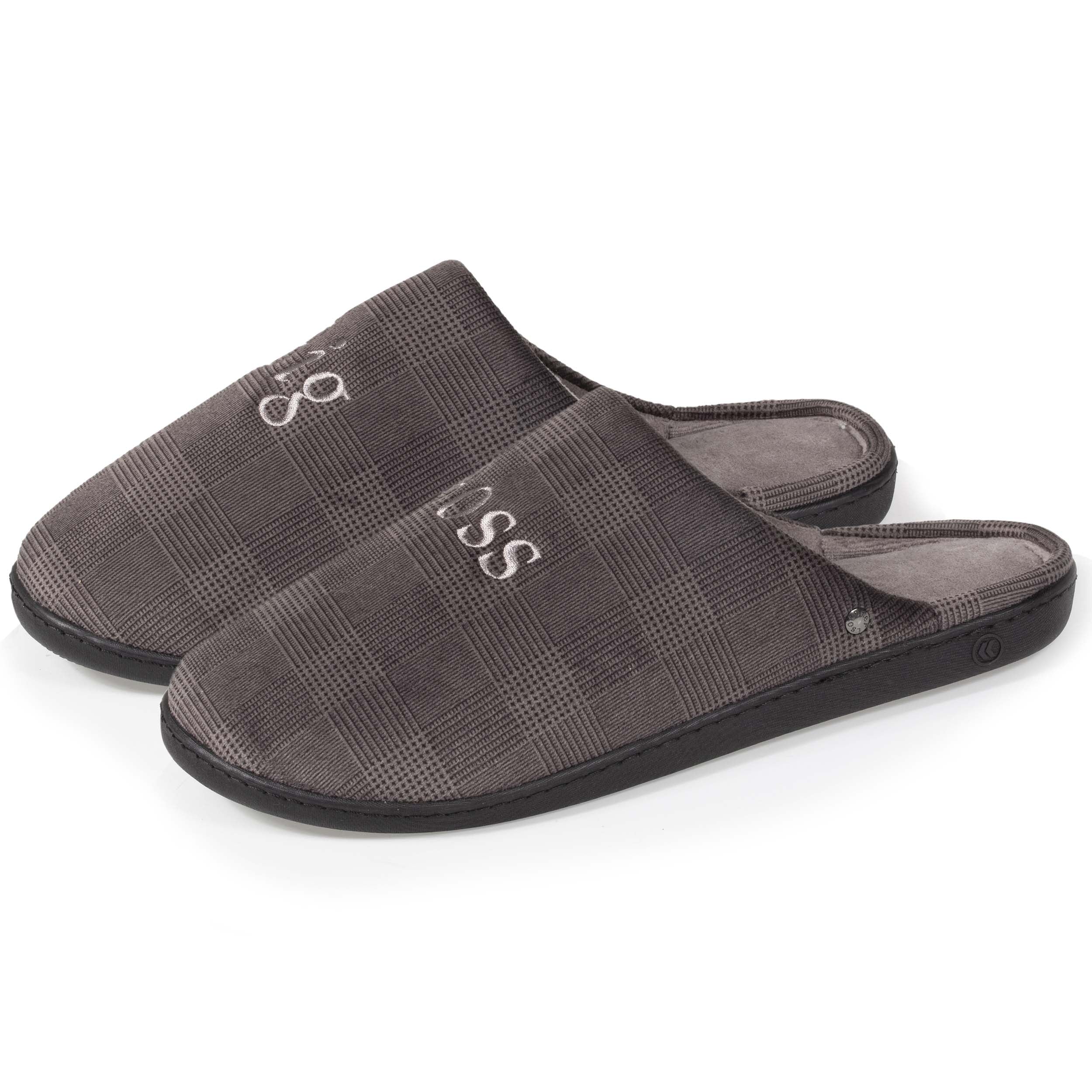 isotoner-chaussons-mules-homme-big-boss-gris image 1