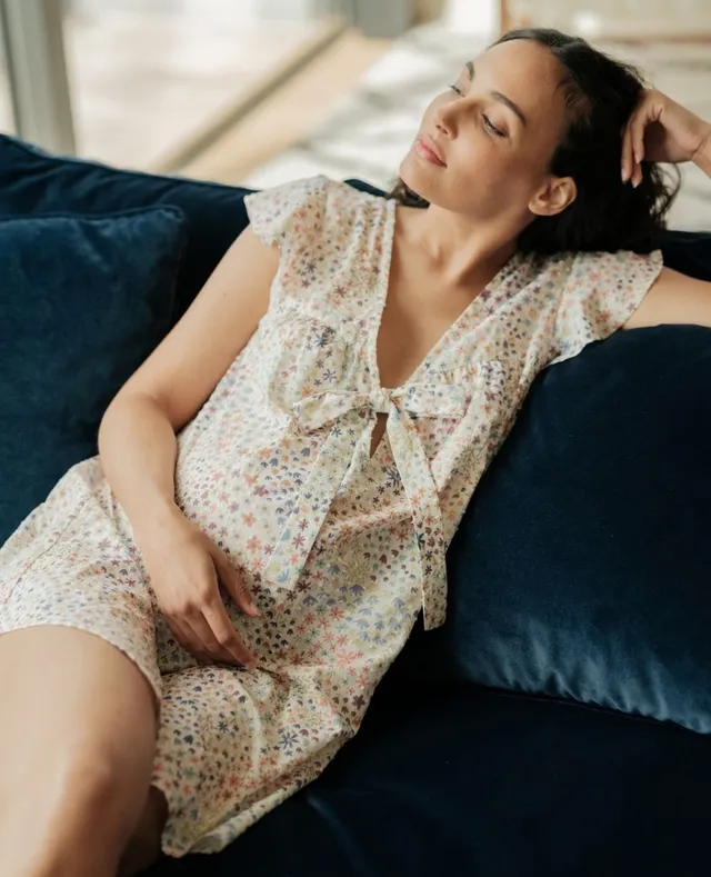 cache-c-ur-chemise-de-nuit-grossesse-et-allaitement-caroline-multicolore image 1