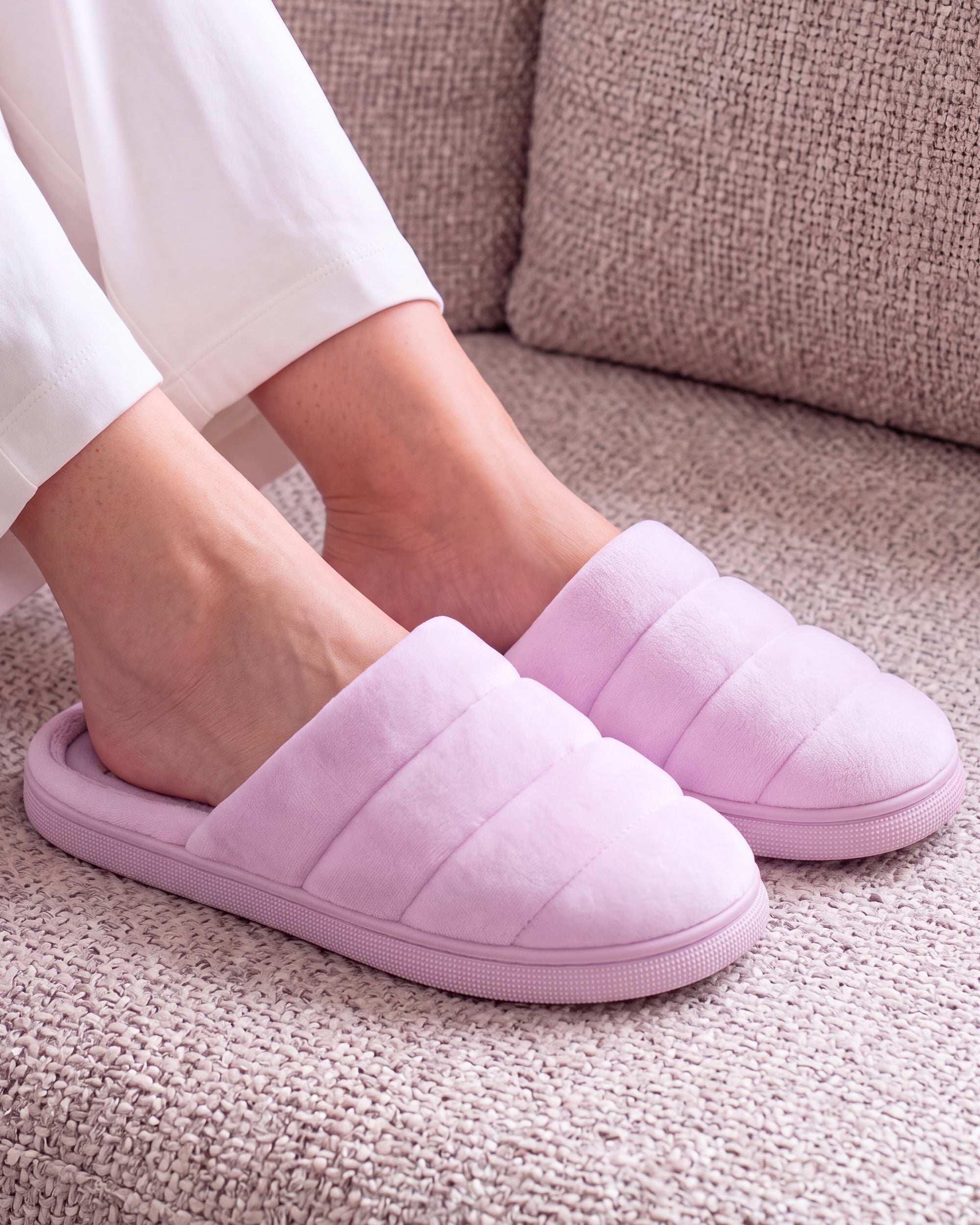 isotoner-chaussons-mules-femme-bloup-lilas image 2