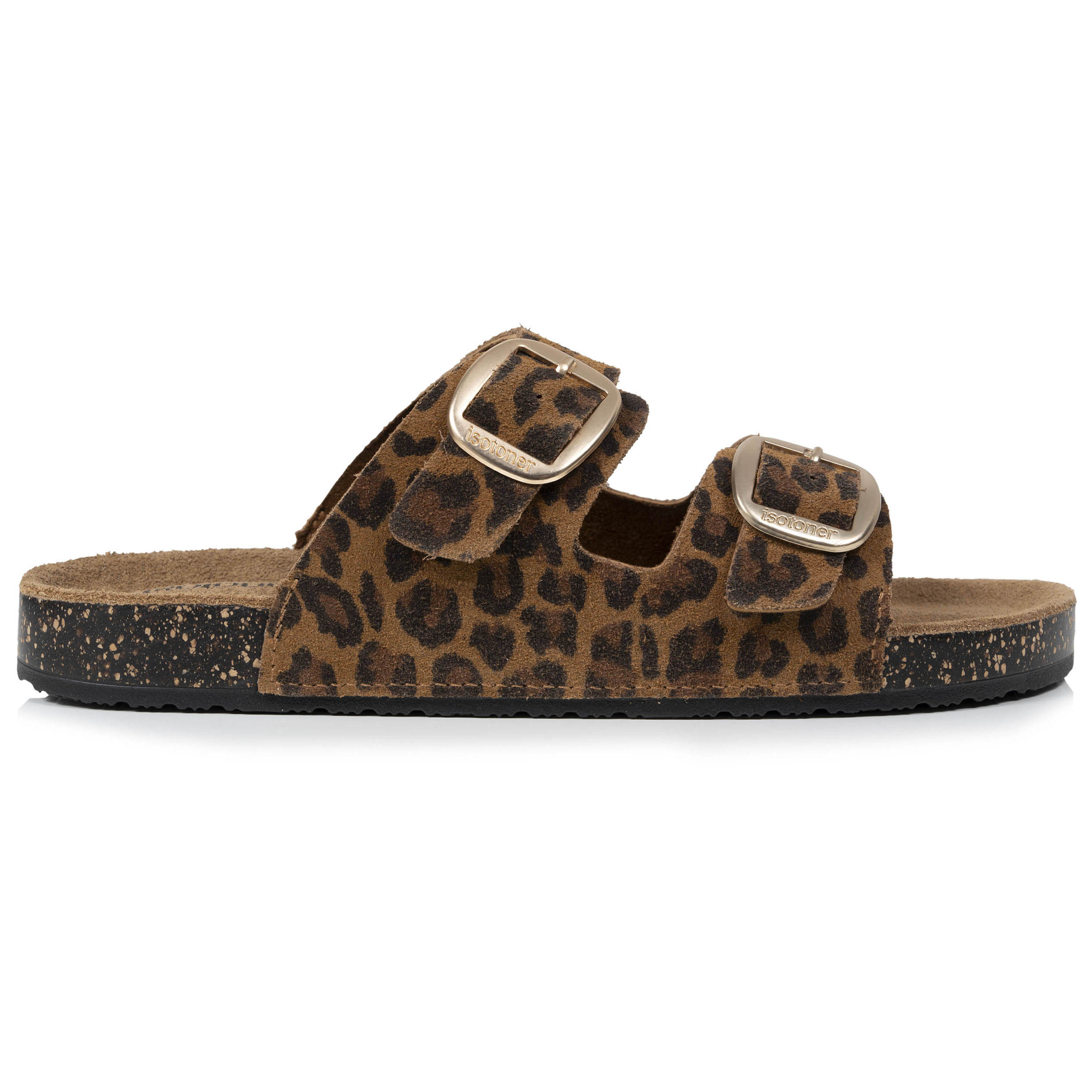 isotoner-mules-sandales-femme-double-bride-cuir-camel-l-opard image 8