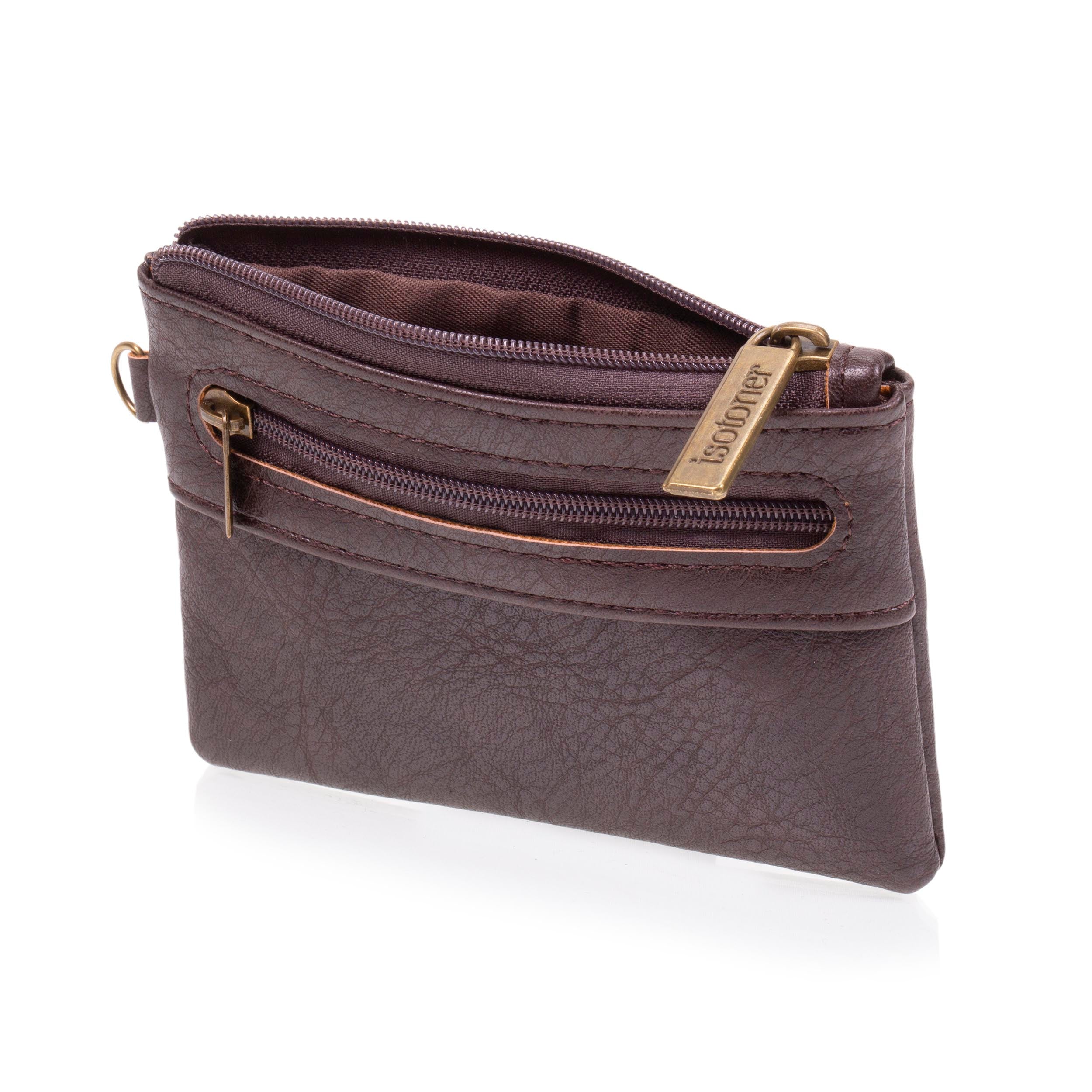 isotoner-porte-monnaie-zipp-homme-marron-rfid-12x8-5cm image 2