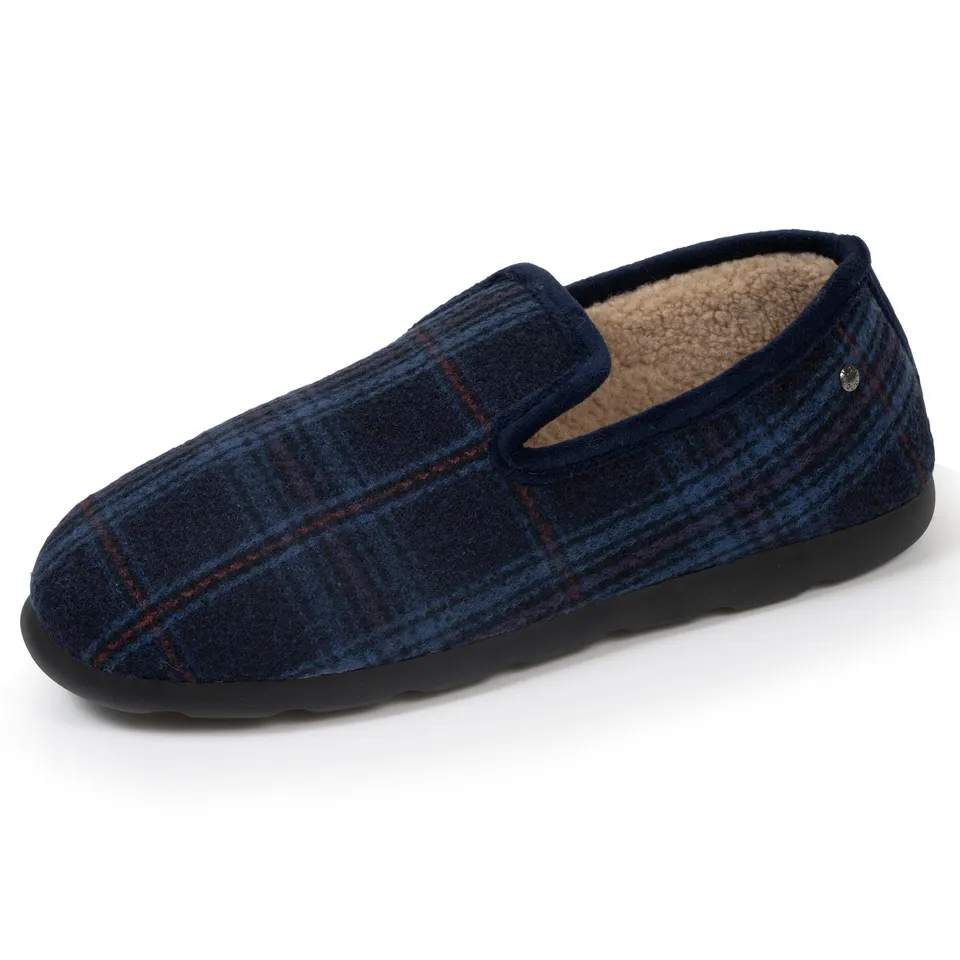 isotoner-chaussons-charentaises-homme-tartan-bleus image 1