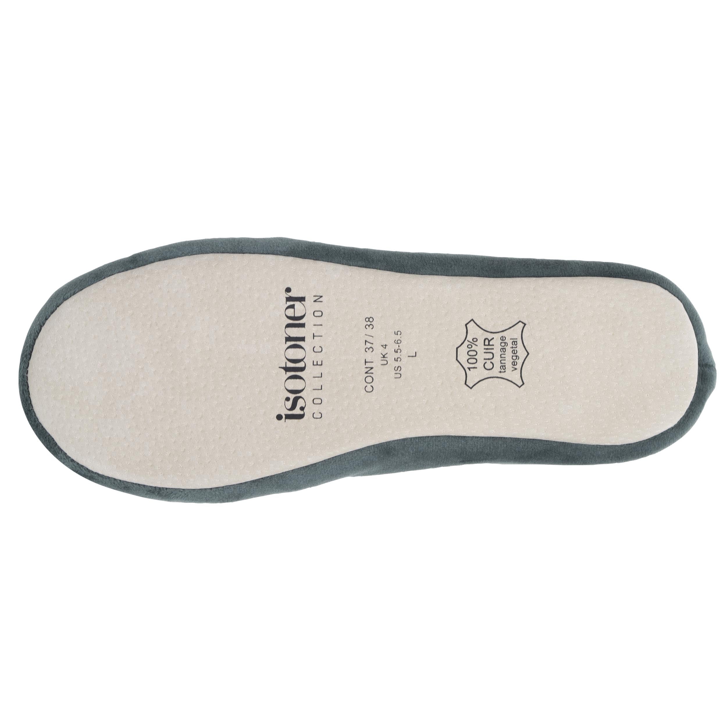 isotoner-chaussons-ballerines-femme-grand-n-ud-sauge image 5