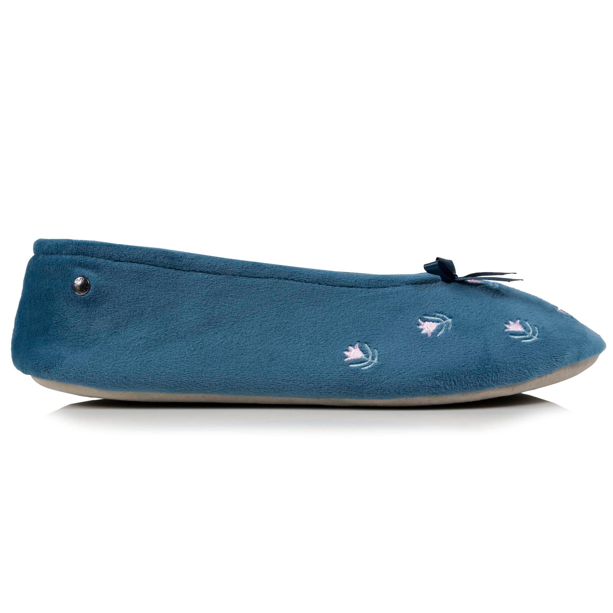 isotoner-chaussons-ballerines-femme-grand-n-ud-bleu-fleurs image 8