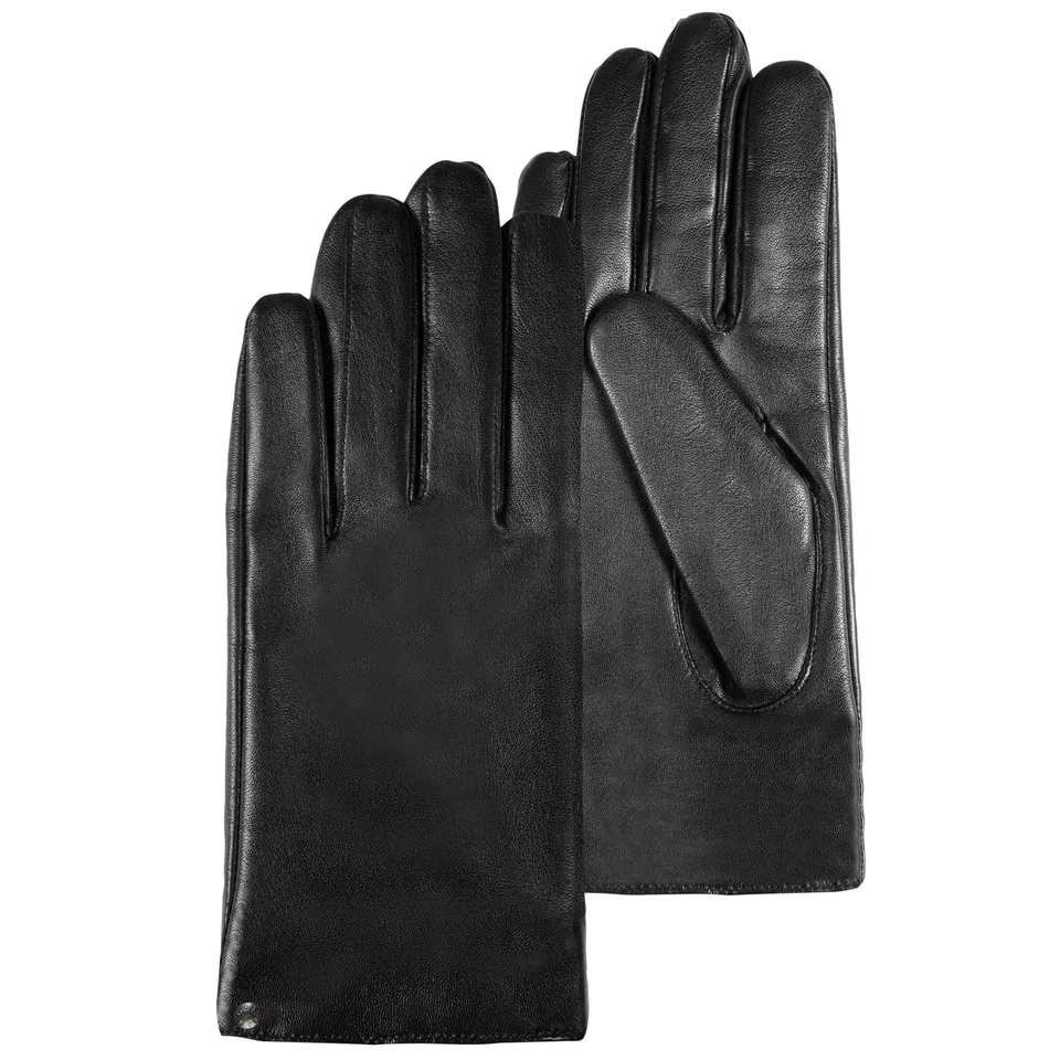 isotoner-gants-femme-tactiles-cuir-agneau-noir-chaud image 1