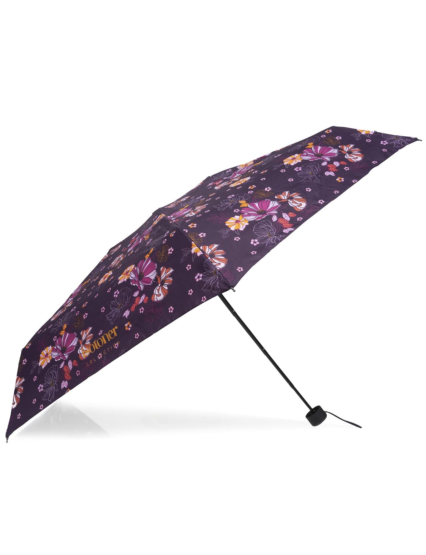 isotoner-parapluie-mini-slim-fleurs-aubergine-format-poche image 7