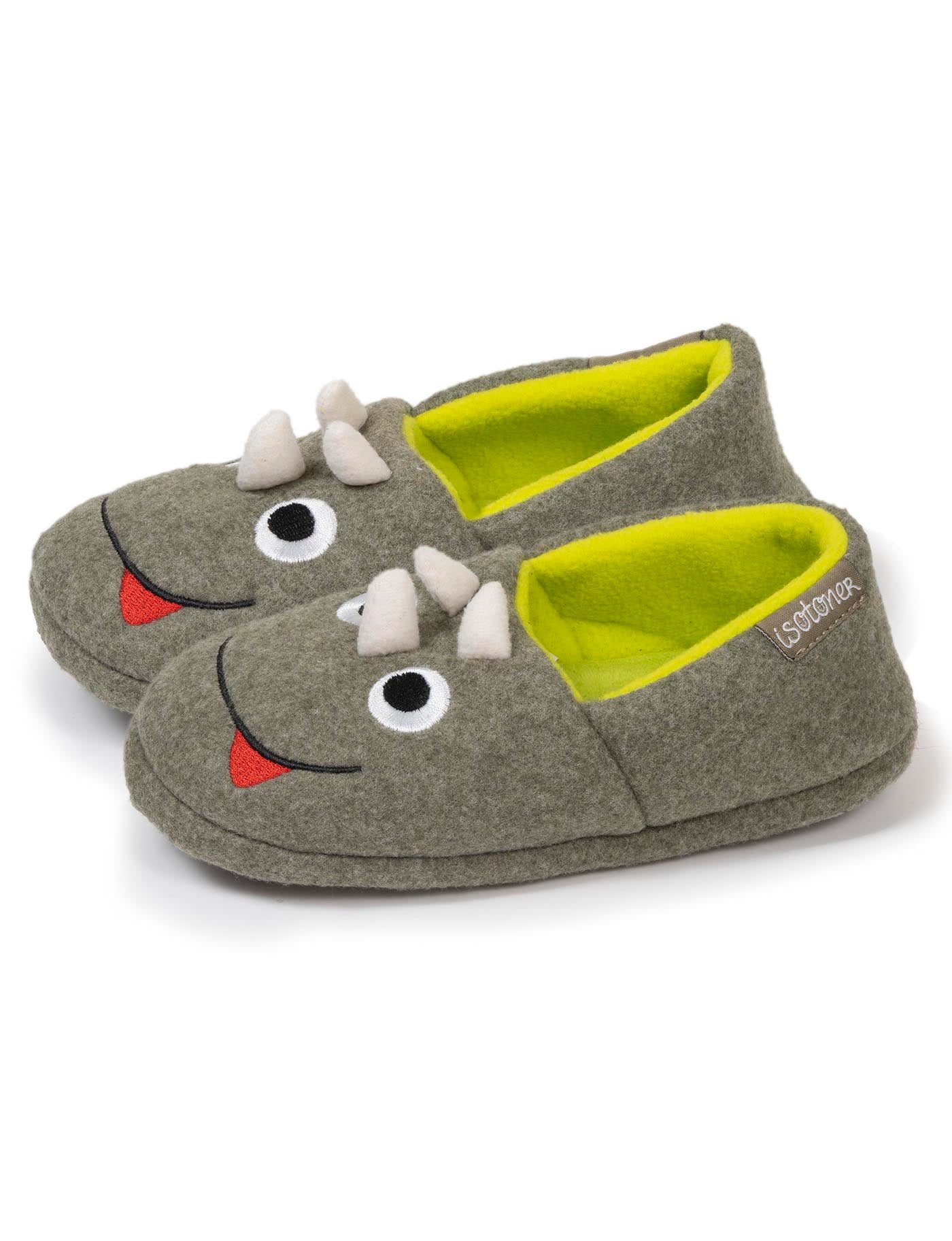 isotoner-chaussons-slippers-gar-on-kaki-chin-dinosaure image 6