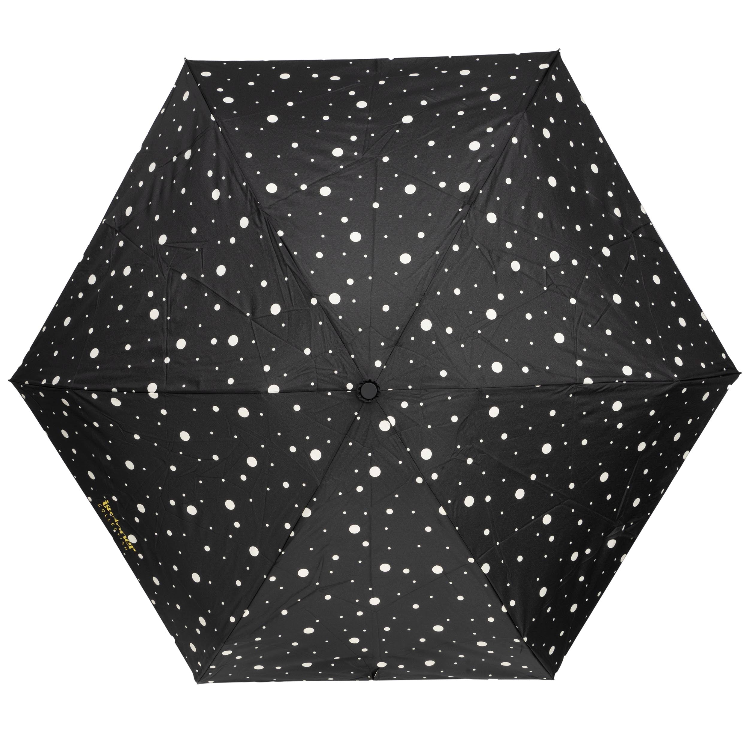 isotoner-parapluie-mini-slim-pois-noir-jaune image 3
