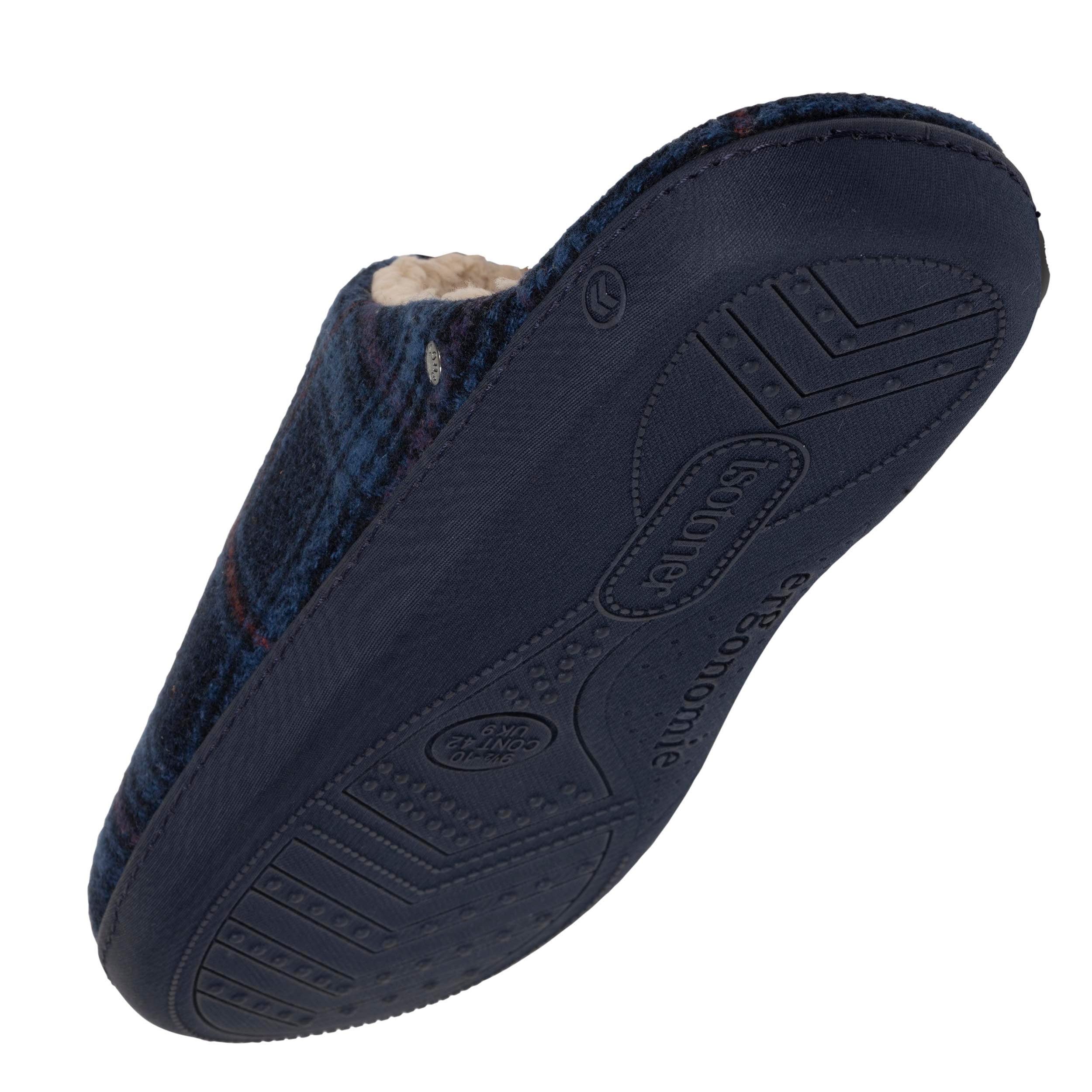 isotoner-chaussons-mules-homme-tartan-bleus-vo-te-plantaire image 5