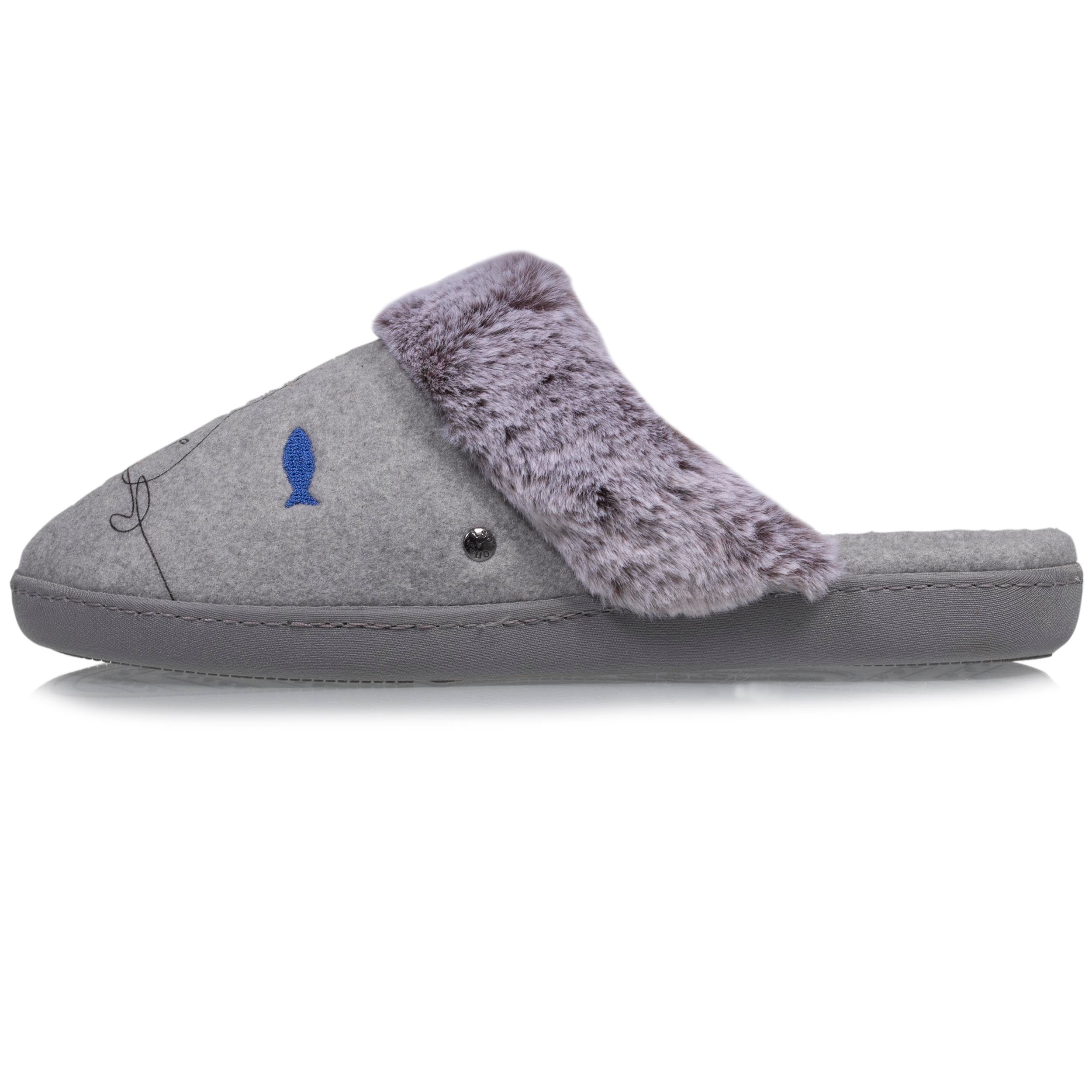 isotoner-chaussons-mules-femme-gris-chat-fantaisie image 3