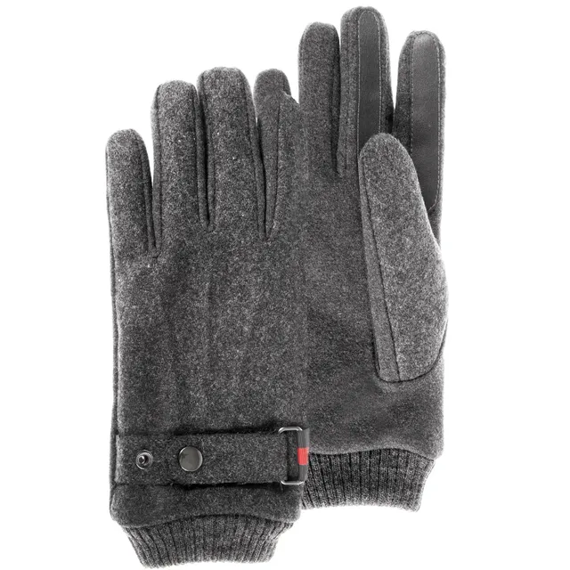 isotoner-gants-homme-tissu-lain-gris-chin-tactiles image 1