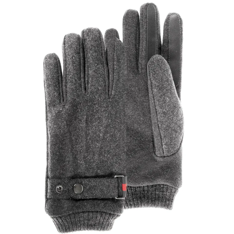 isotoner-gants-homme-tissu-lain-gris-chin-tactiles image 1