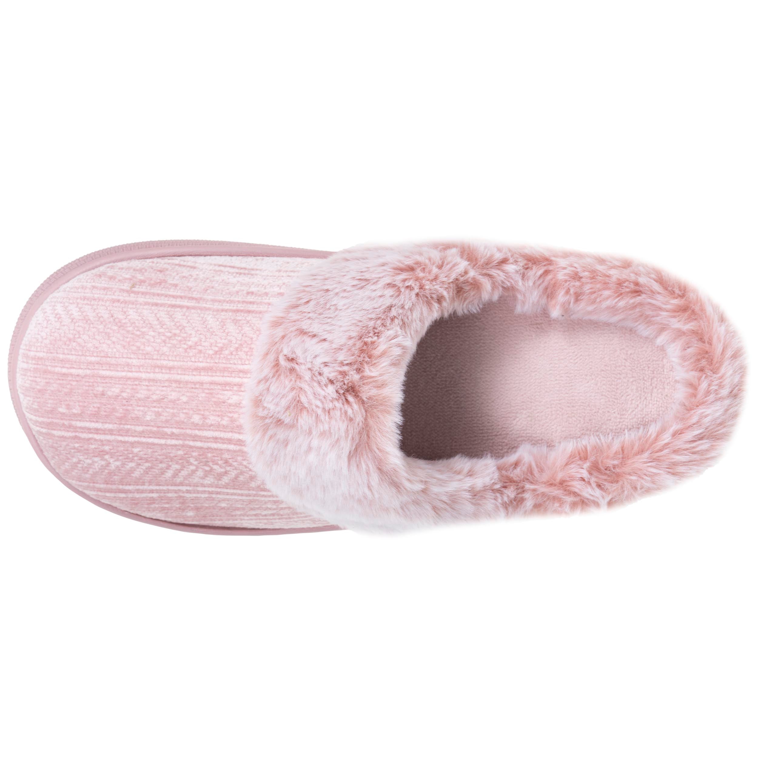isotoner-chaussons-mules-femme-bloup-maille-blush image 3