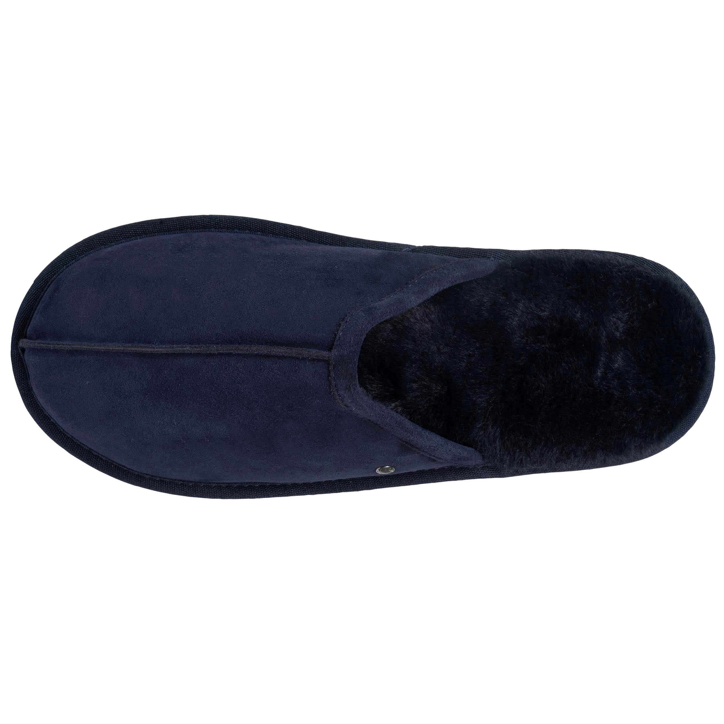 isotoner-chaussons-mules-homme-cuir-marine-fourr-es image 3