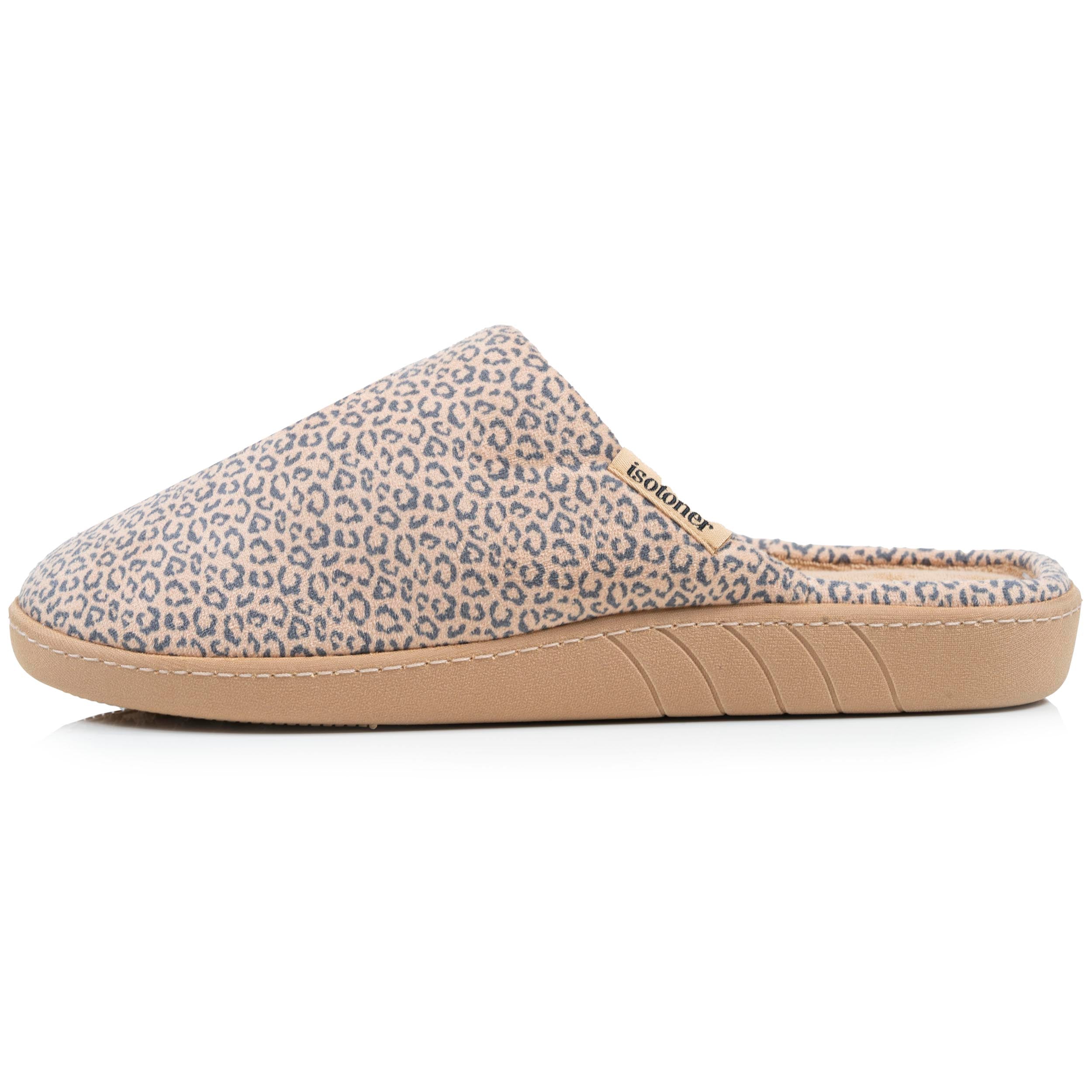 isotoner-chaussons-mules-femme-l-opard-beige-m-moire-de-forme image 4
