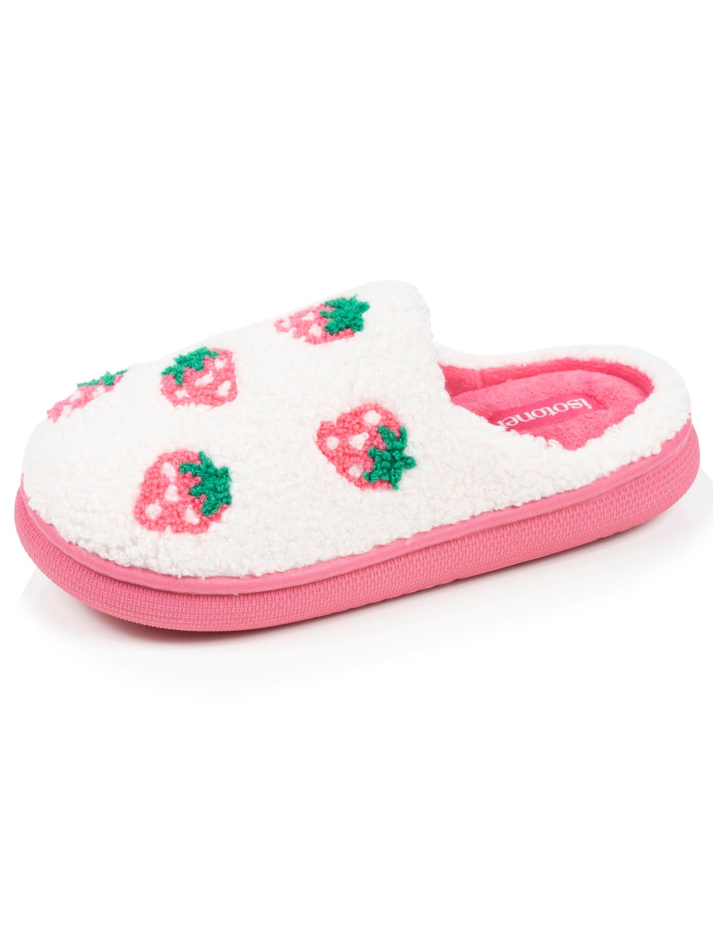 isotoner-chaussons-mules-junior-bloup-fille-ivoire-fraises image 6