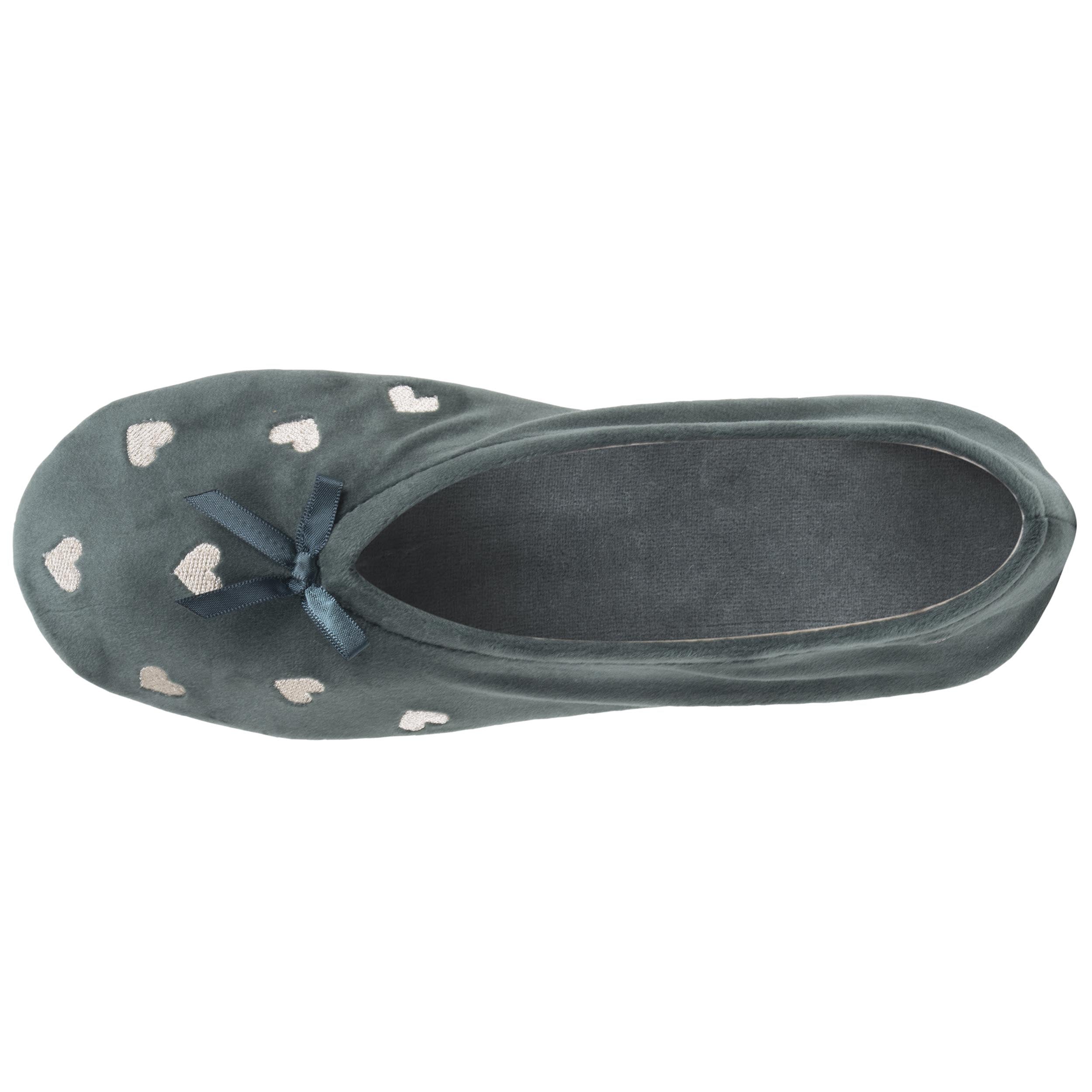 isotoner-chaussons-ballerines-femme-grand-n-ud-sauge image 3