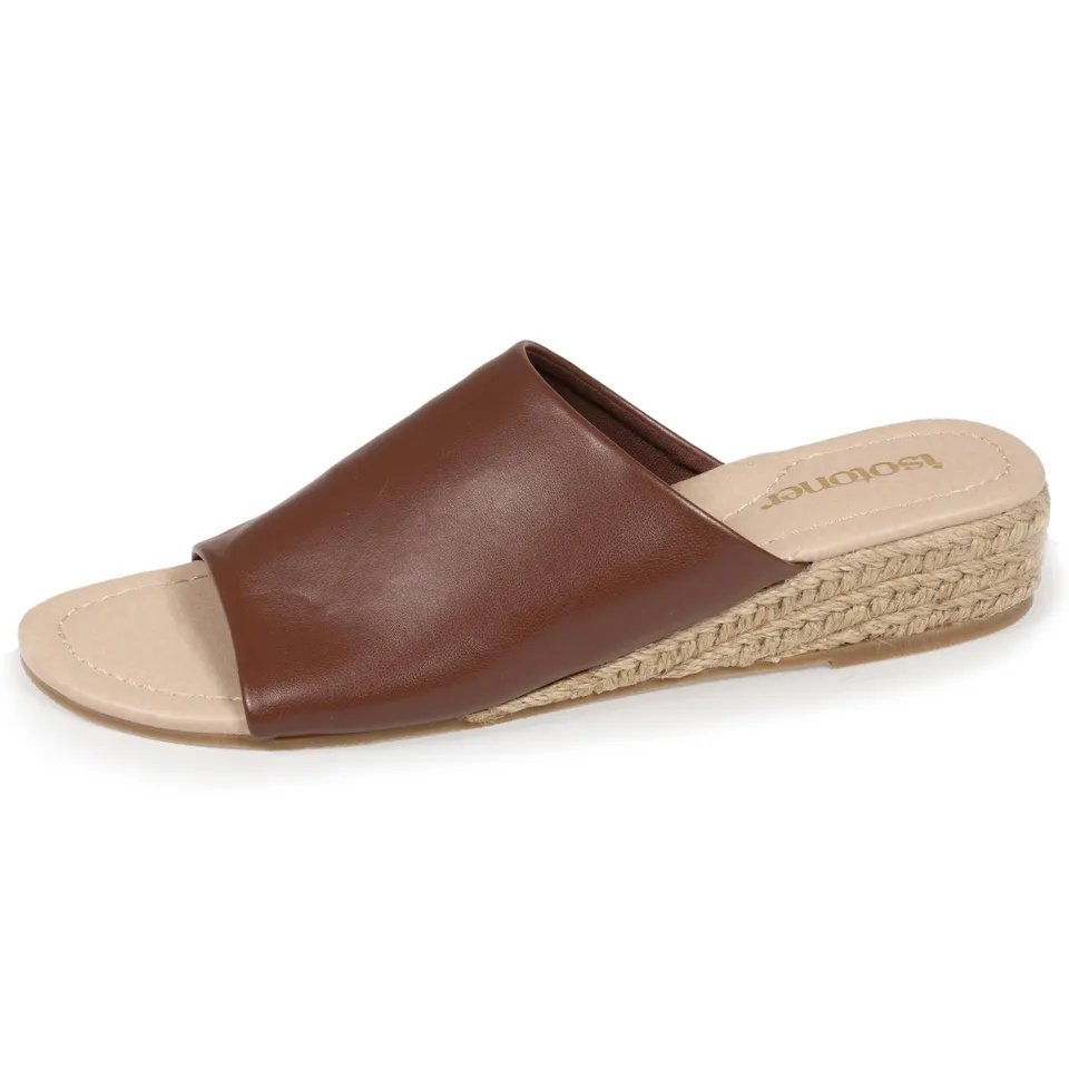 isotoner-mules-femme-talon-corde-bandeau-cognac image 1