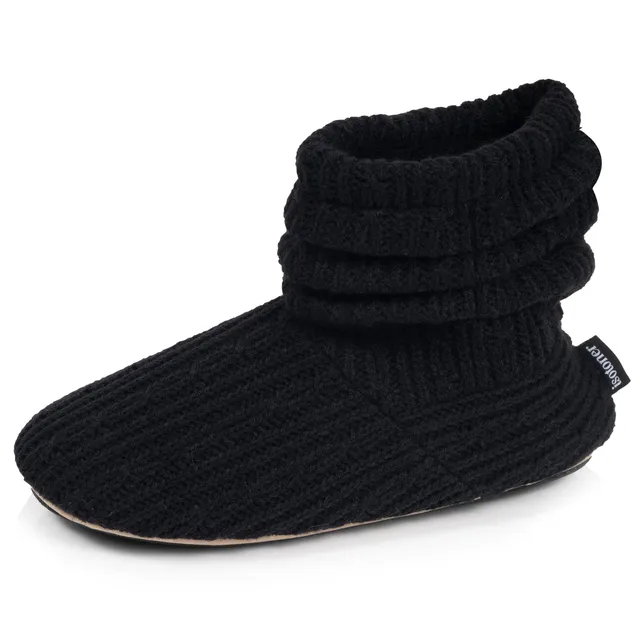 isotoner-chaussons-bottillons-tricot-femme-noir image 1