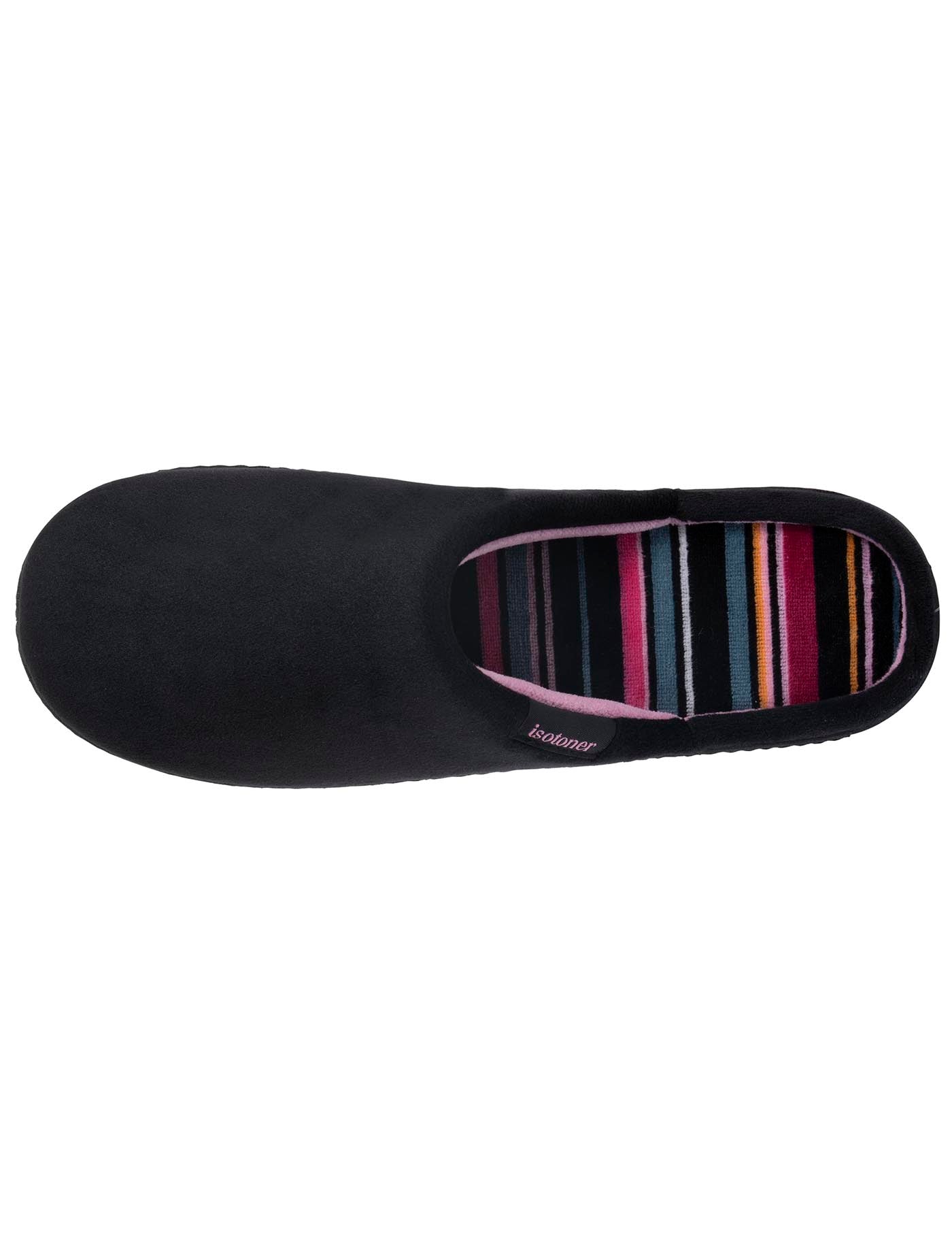 isotoner-chaussons-mules-femme-noir-rayures-m-moire-de-forme image 7