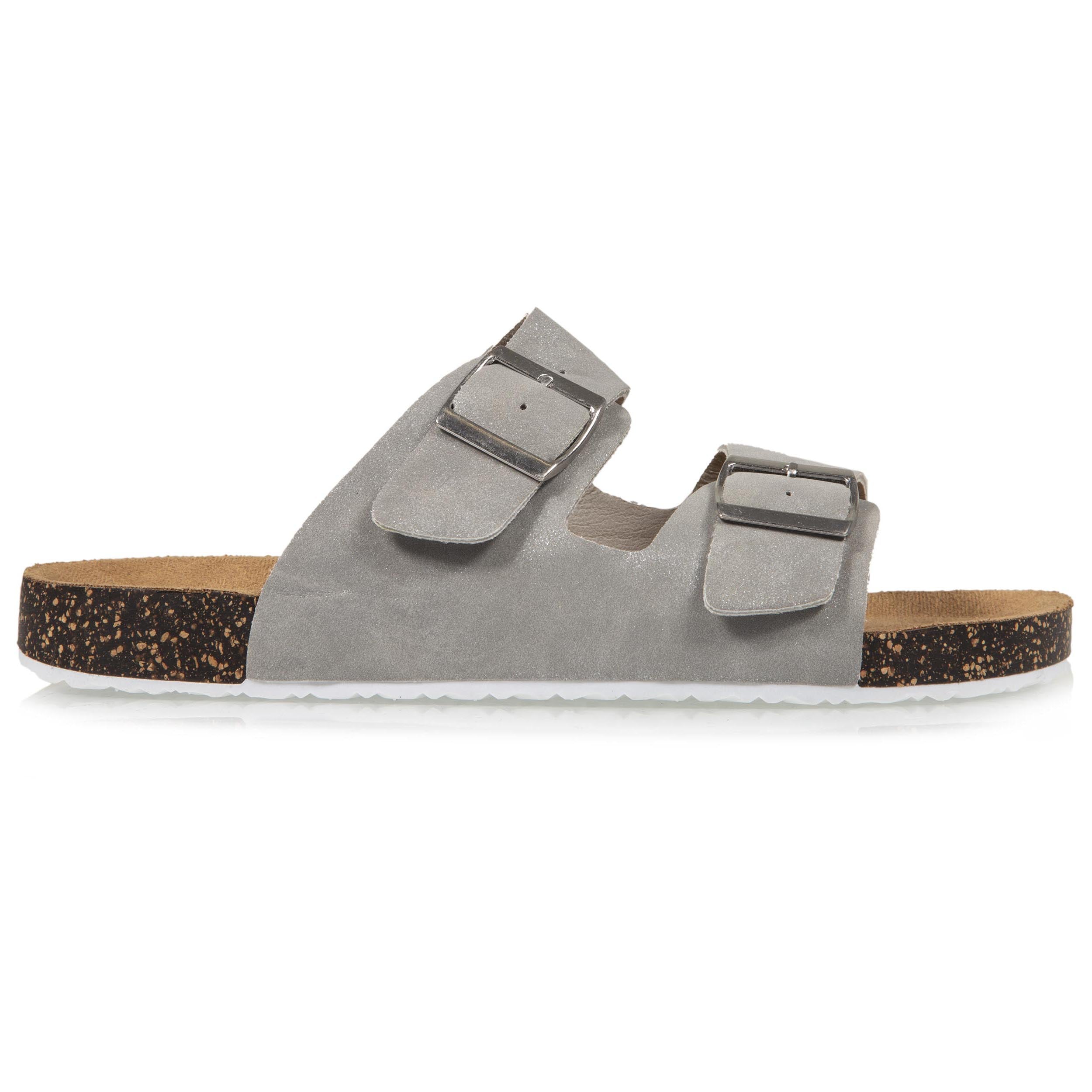 isotoner-mules-claquettes-femme-double-bride-gris-paillet image 8