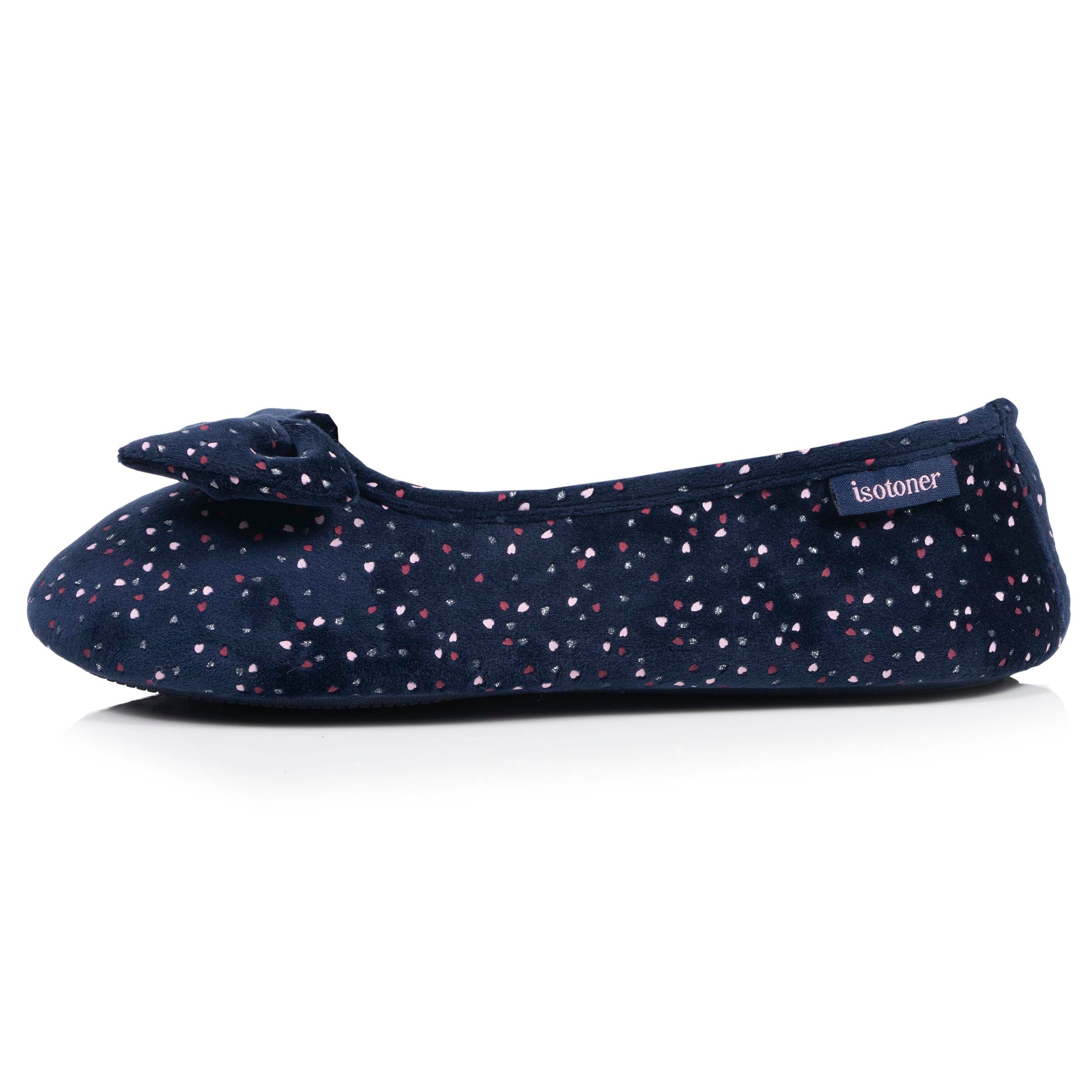 isotoner-chaussons-ballerines-femme-marine-pois-m-moire-de-forme image 4