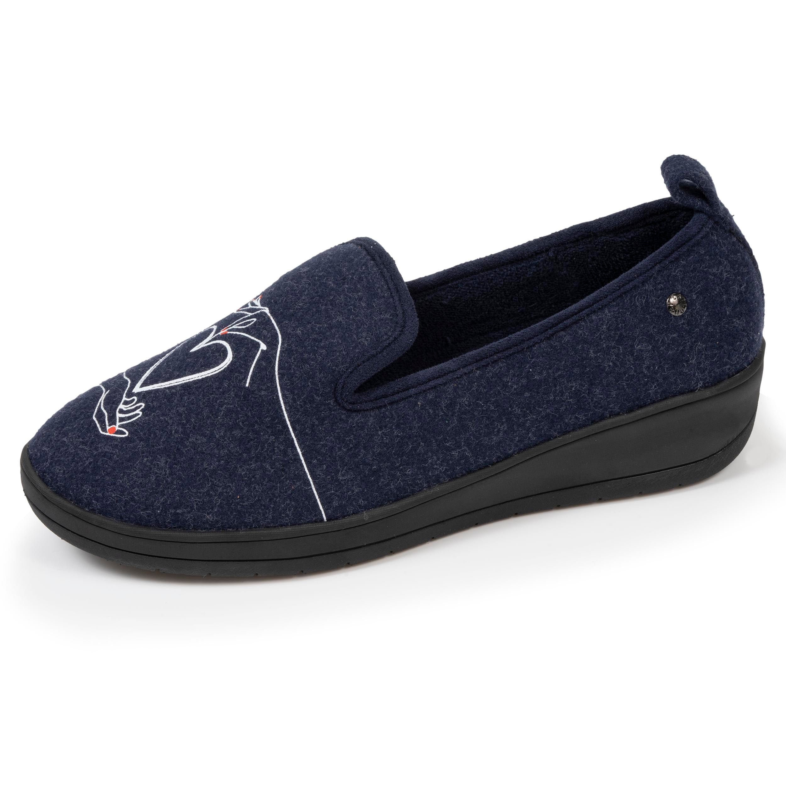 isotoner-chaussons-charentaises-femme-talon-marine-everywear image 1