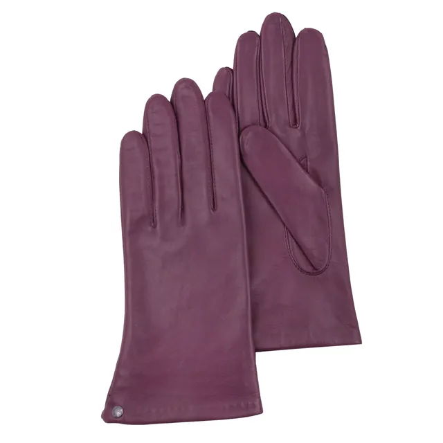 isotoner-gants-cuir-femme-bordeaux-agneau-pleine-fleur-doubl-s-soie image 1