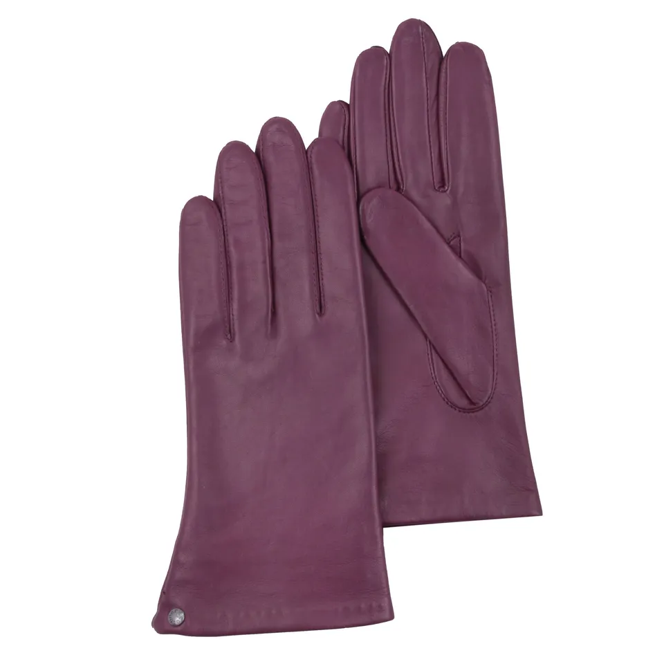 isotoner-gants-cuir-femme-bordeaux-agneau-pleine-fleur-doubl-s-soie image 1