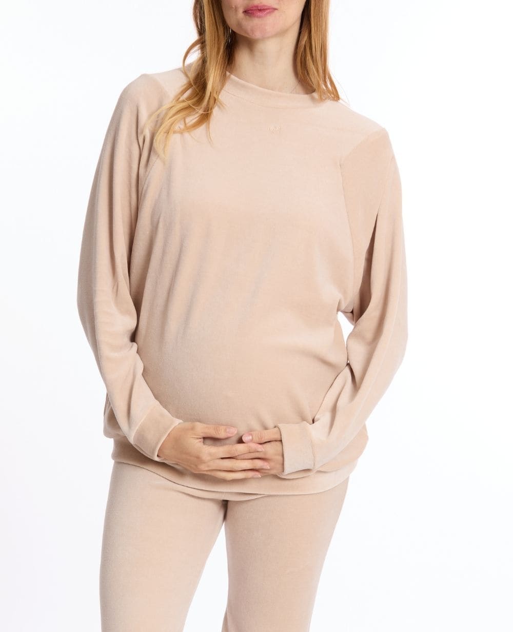 cache-c-ur-sweat-grossesse-et-allaitement-enzo-beige-velours image 2