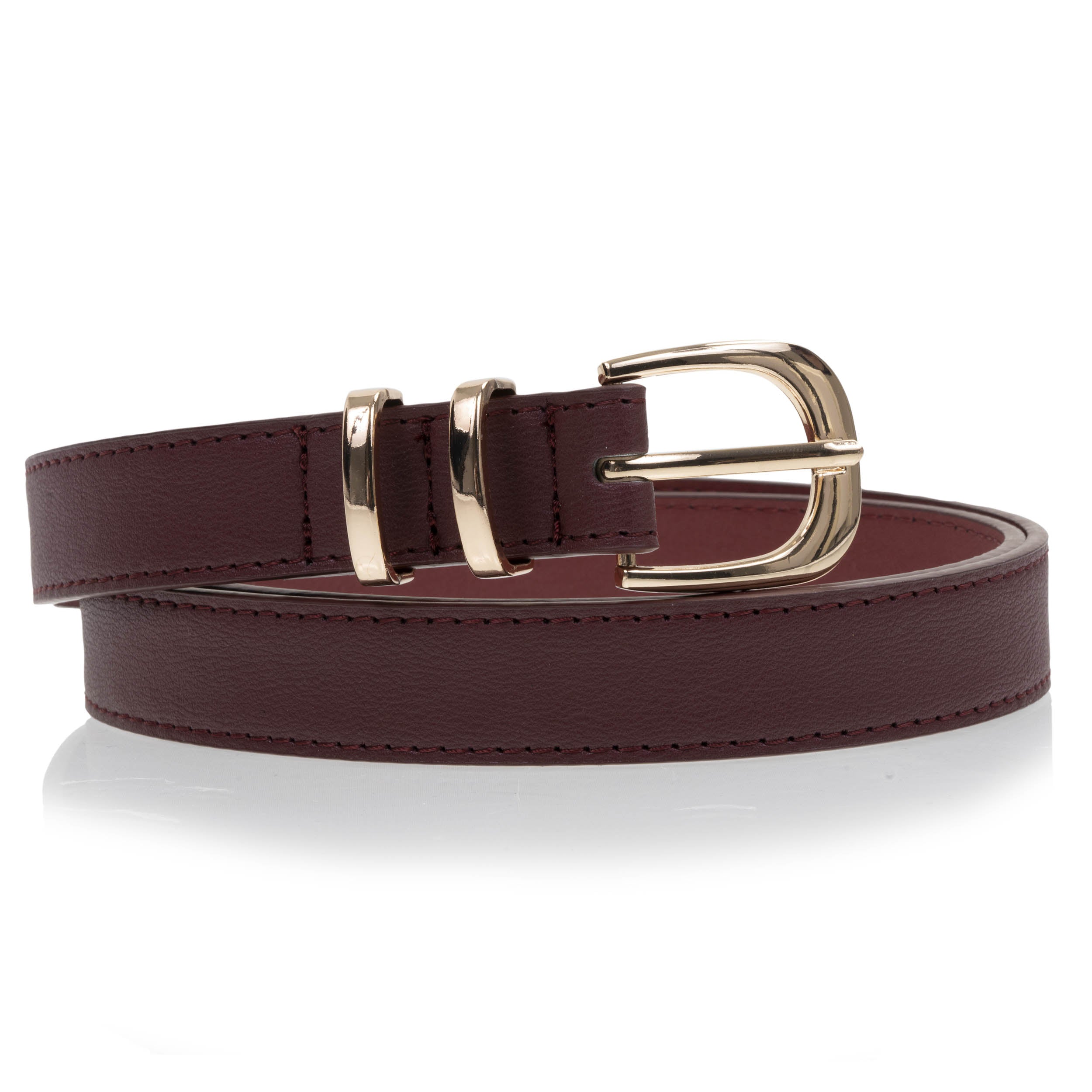 isotoner-ceinture-femme-bordeaux-en-cuir-2-2-cm image 1