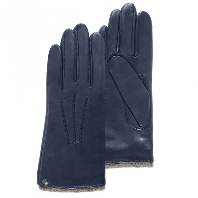 isotoner-gants-femme-cuir-marine-chaud-agneau-pleine-fleur-doublure-cachemire image 1