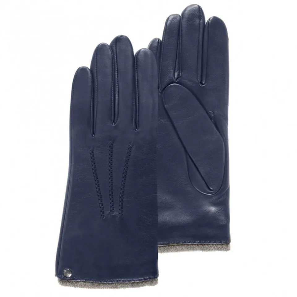 isotoner-gants-femme-cuir-marine-chaud-agneau-pleine-fleur-doublure-cachemire image 1