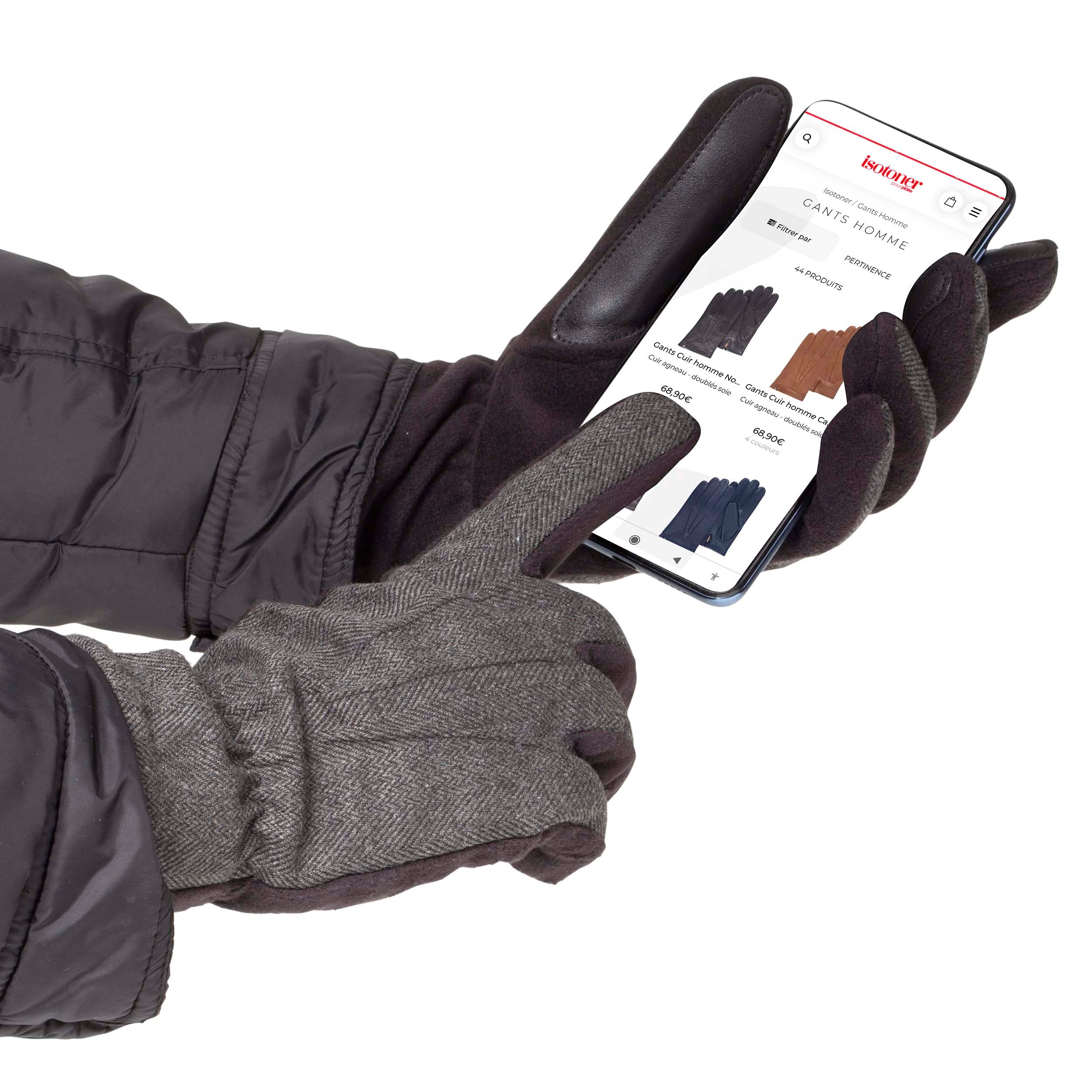 isotoner-gants-homme-tactiles-imitation-fourrure image 3