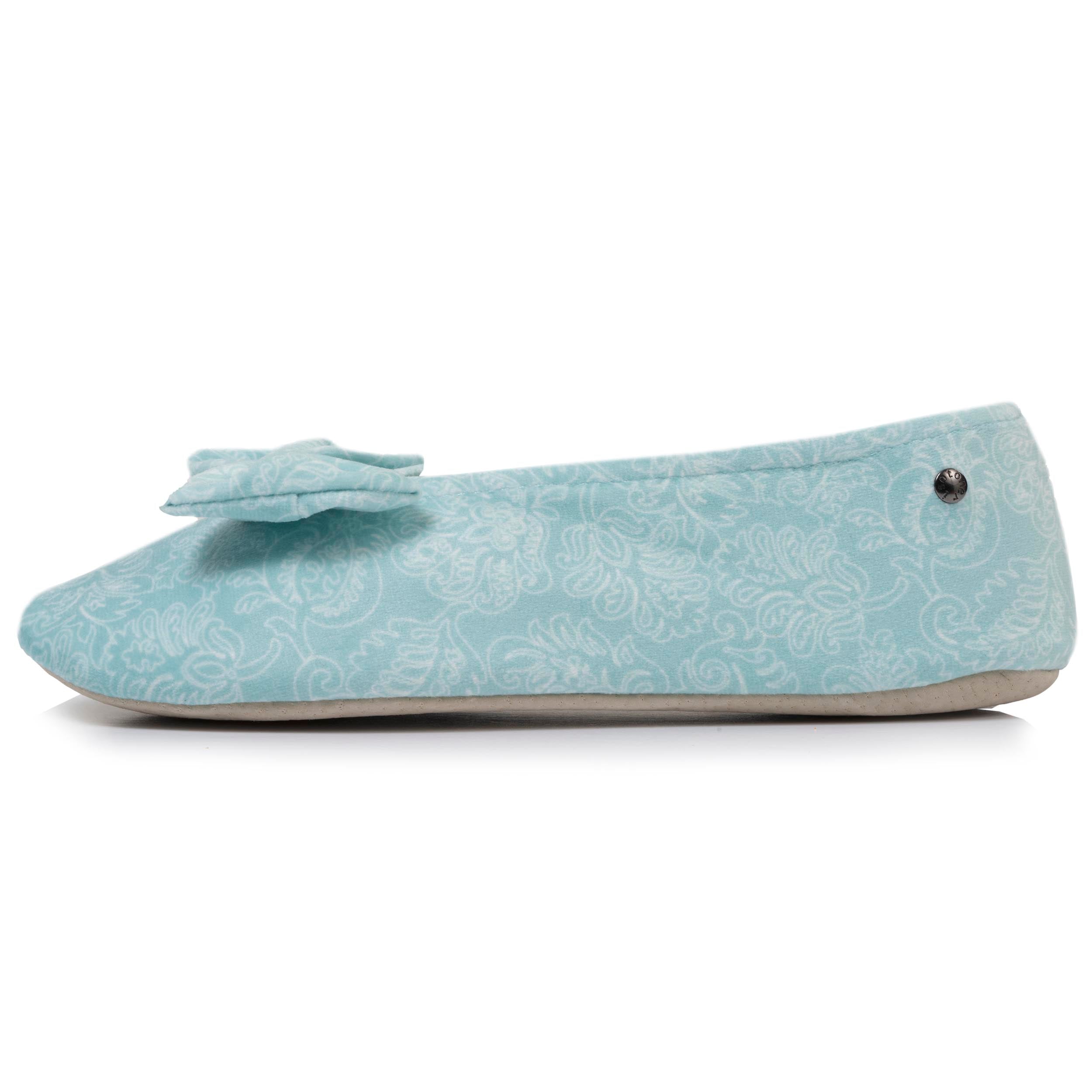 isotoner-chaussons-ballerines-grand-n-ud-femme-vert-eau image 3
