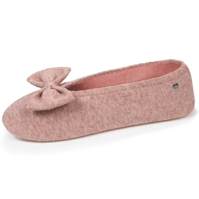 isotoner-chaussons-ballerines-femme-rose-chin-maille image 1