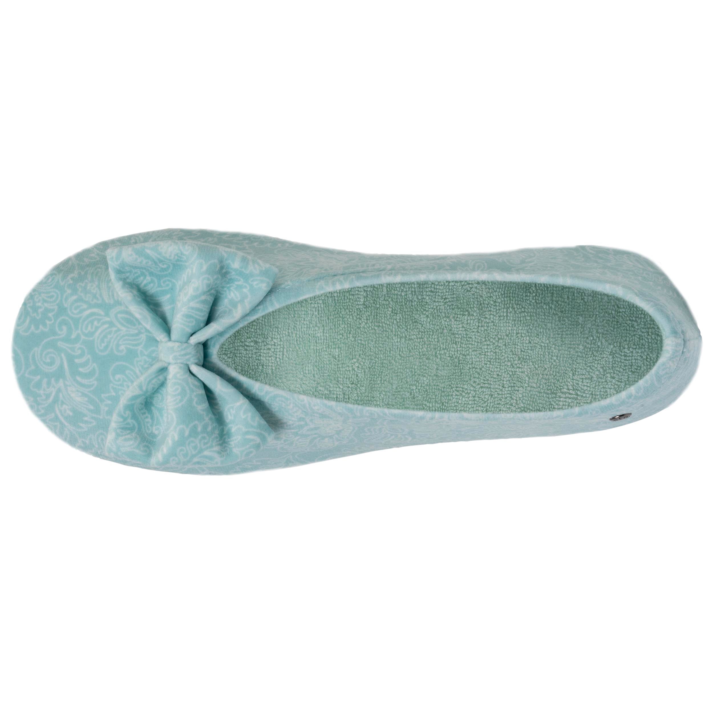 isotoner-chaussons-ballerines-grand-n-ud-femme-vert-eau image 2