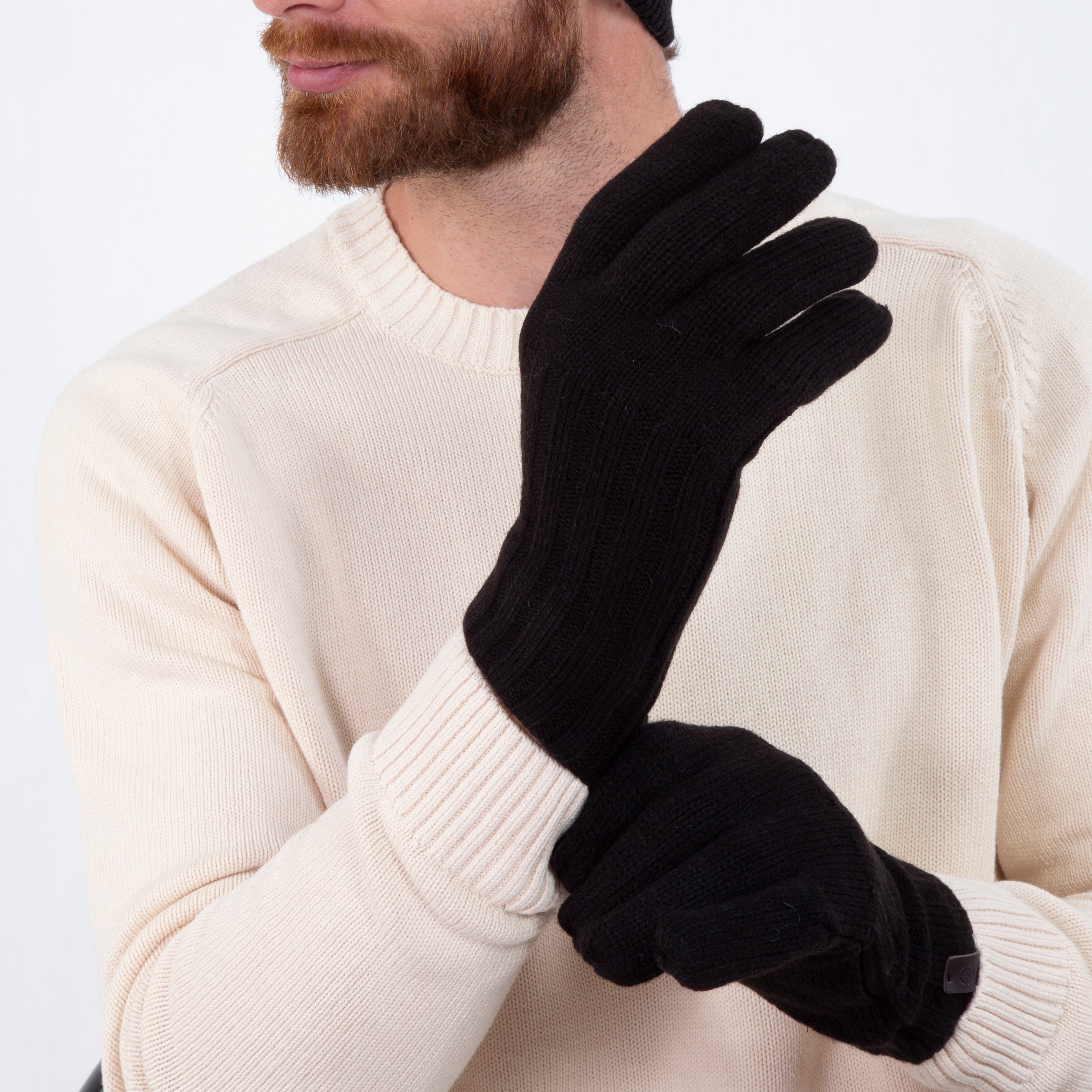 isotoner-gants-homme-maille-c-tel-e-noir-doubl-s-polaire image 2